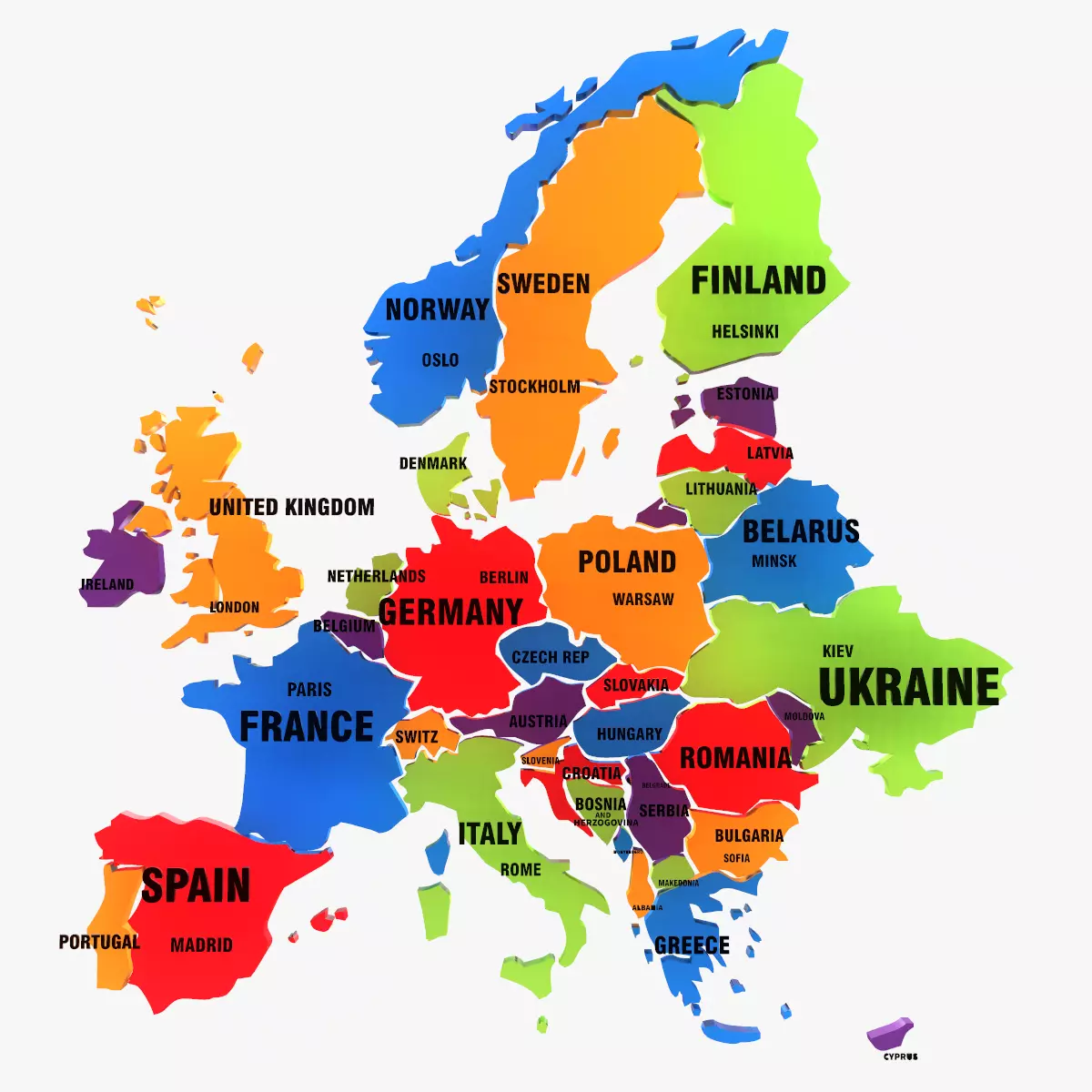 Europe Map 3D model