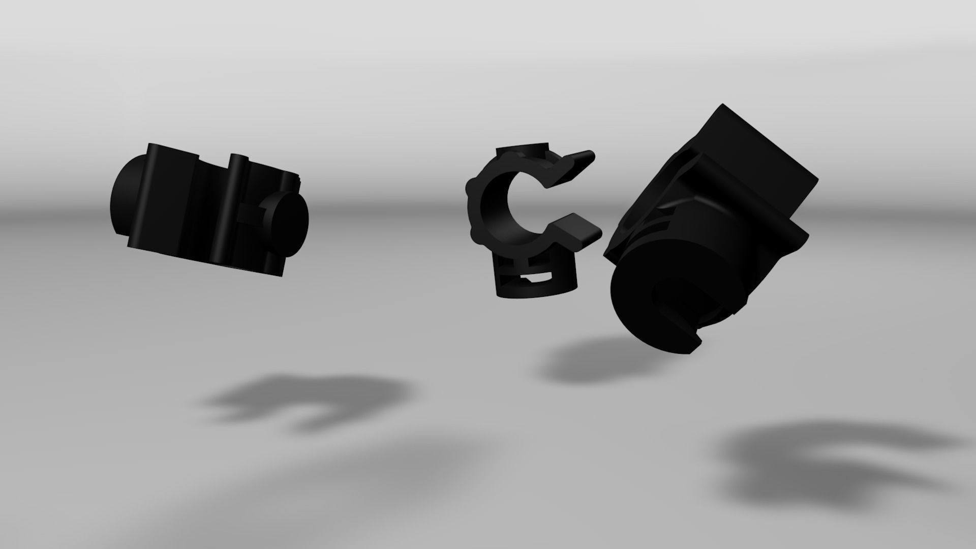 Rotating clip to anchor cylindrical elements Low-poly 3D model_12