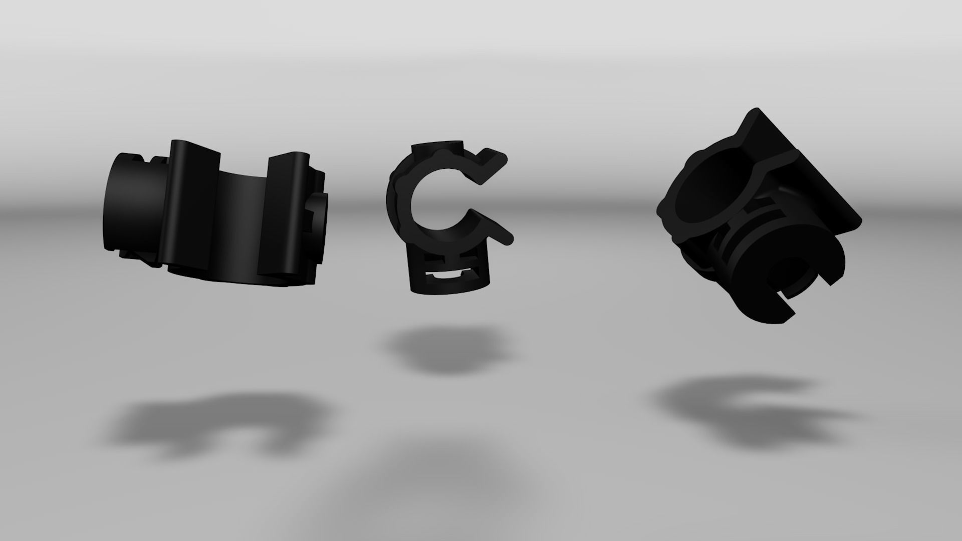 Rotating clip to anchor cylindrical elements Low-poly 3D model_8