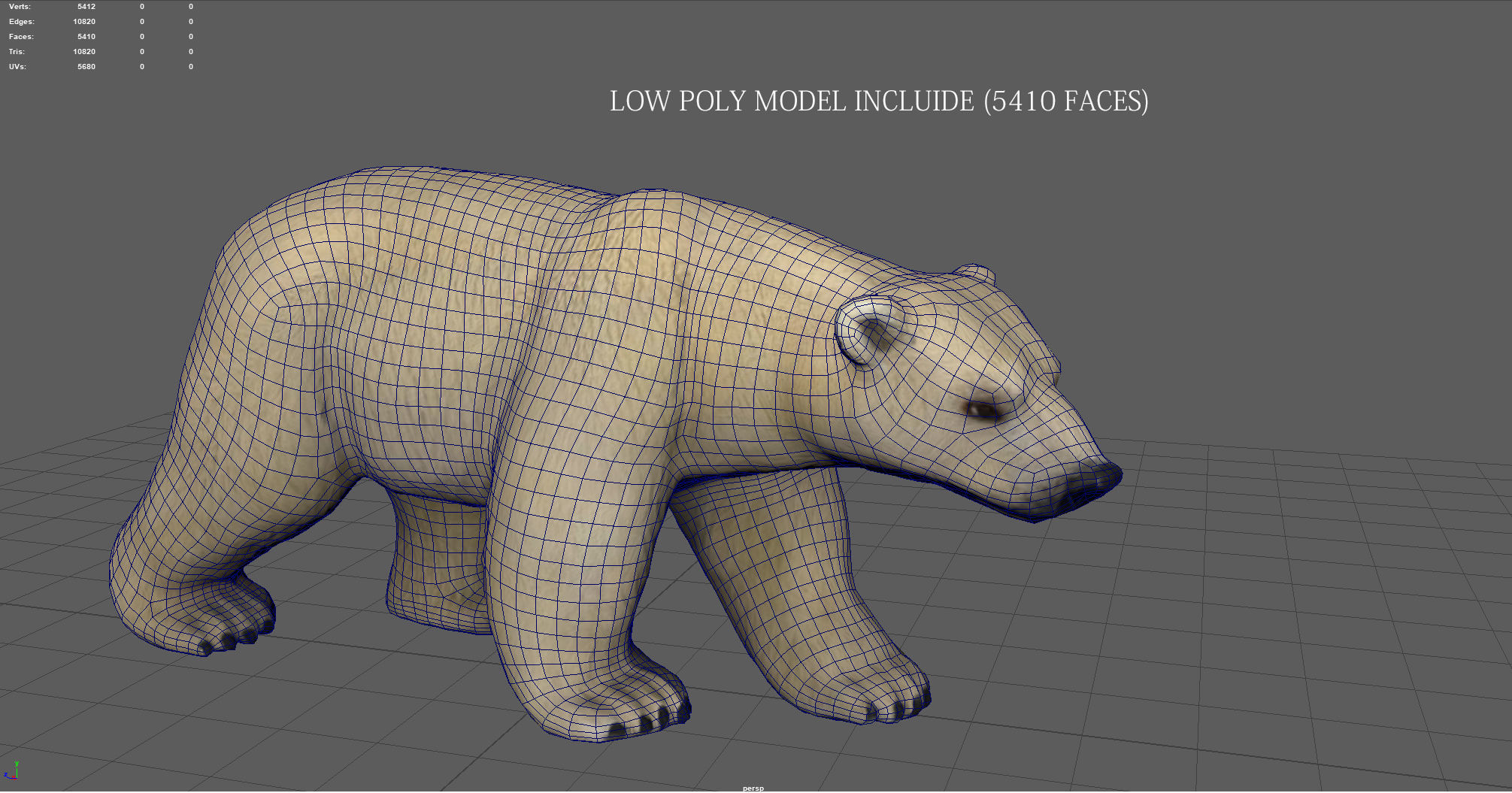 POLAR BEAR Low-poly 3D model_5