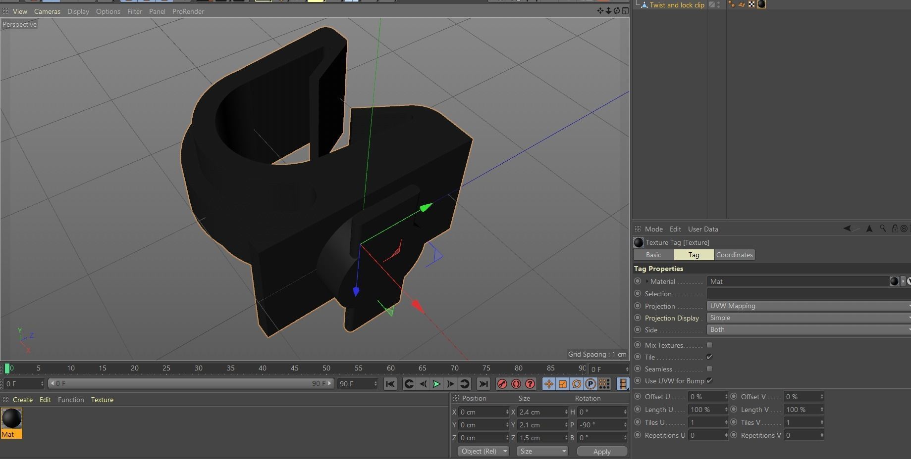 Twist and lock clip Low-poly 3D model_8