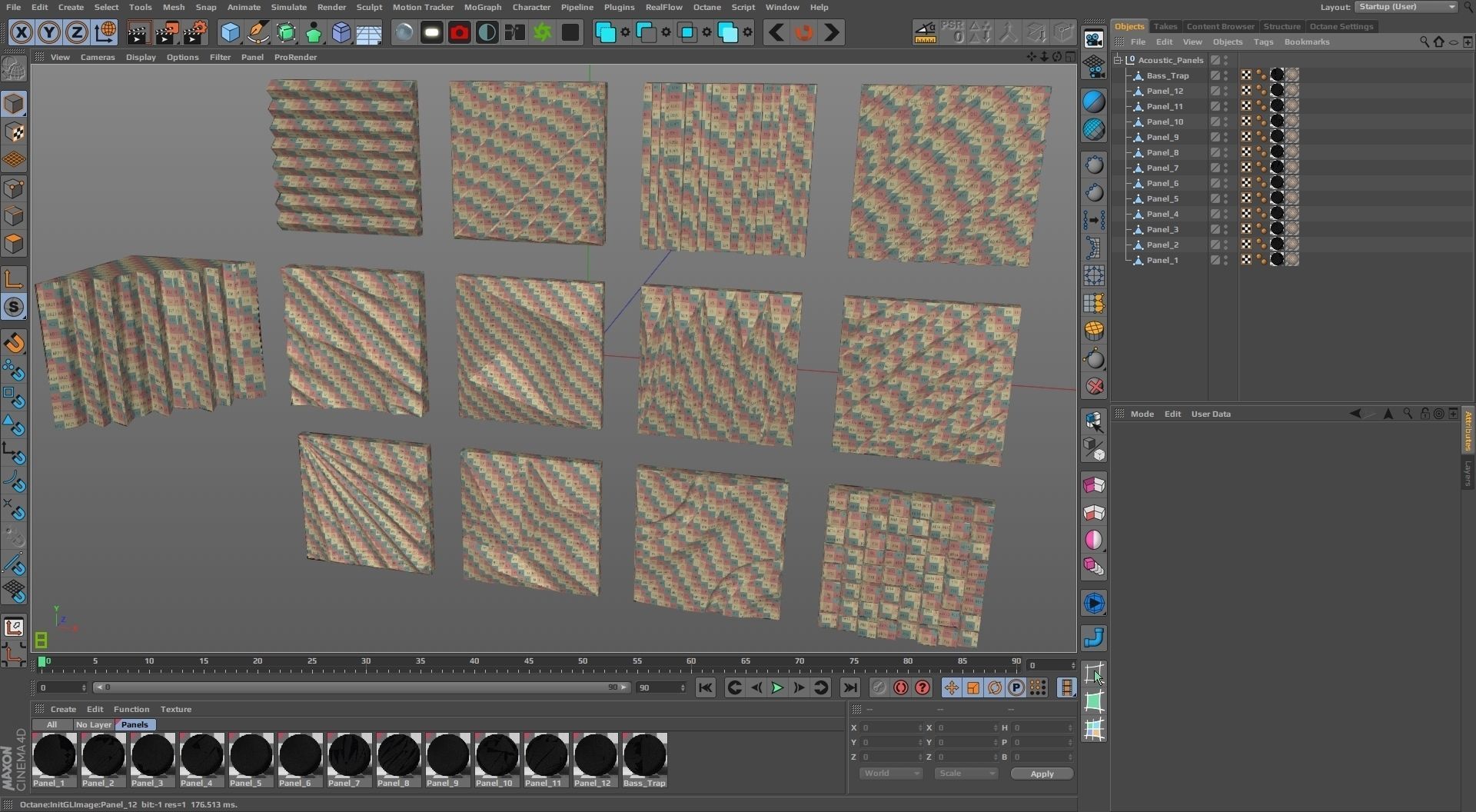 Acoustic Panels Kitbash Pack Low-poly 3D model_36