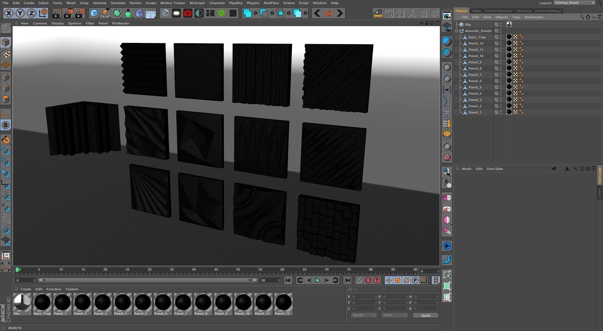 Acoustic Panels Kitbash Pack Low-poly 3D model_38