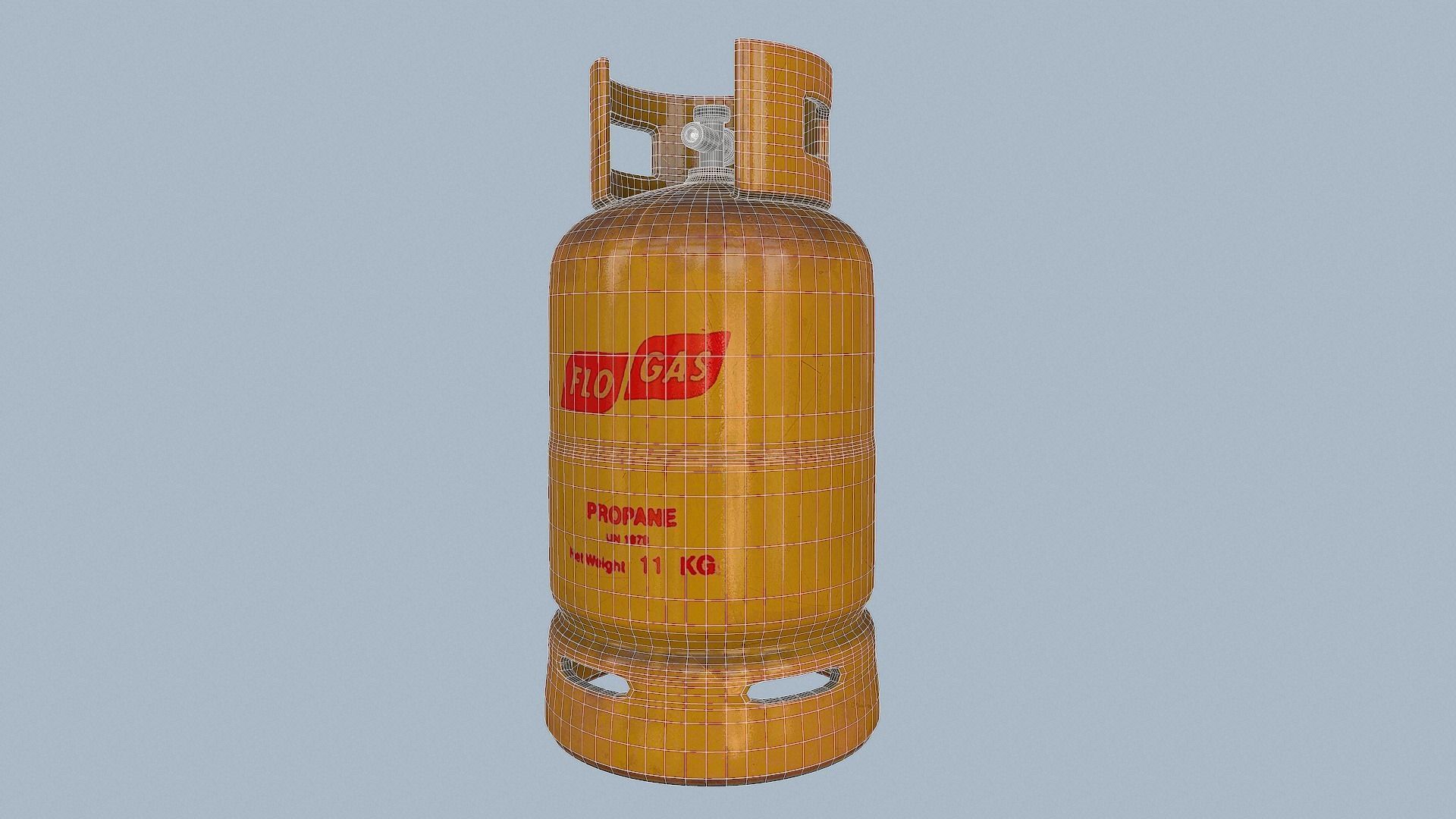 Gas Cylinder Yellow Low-poly 3D model_7