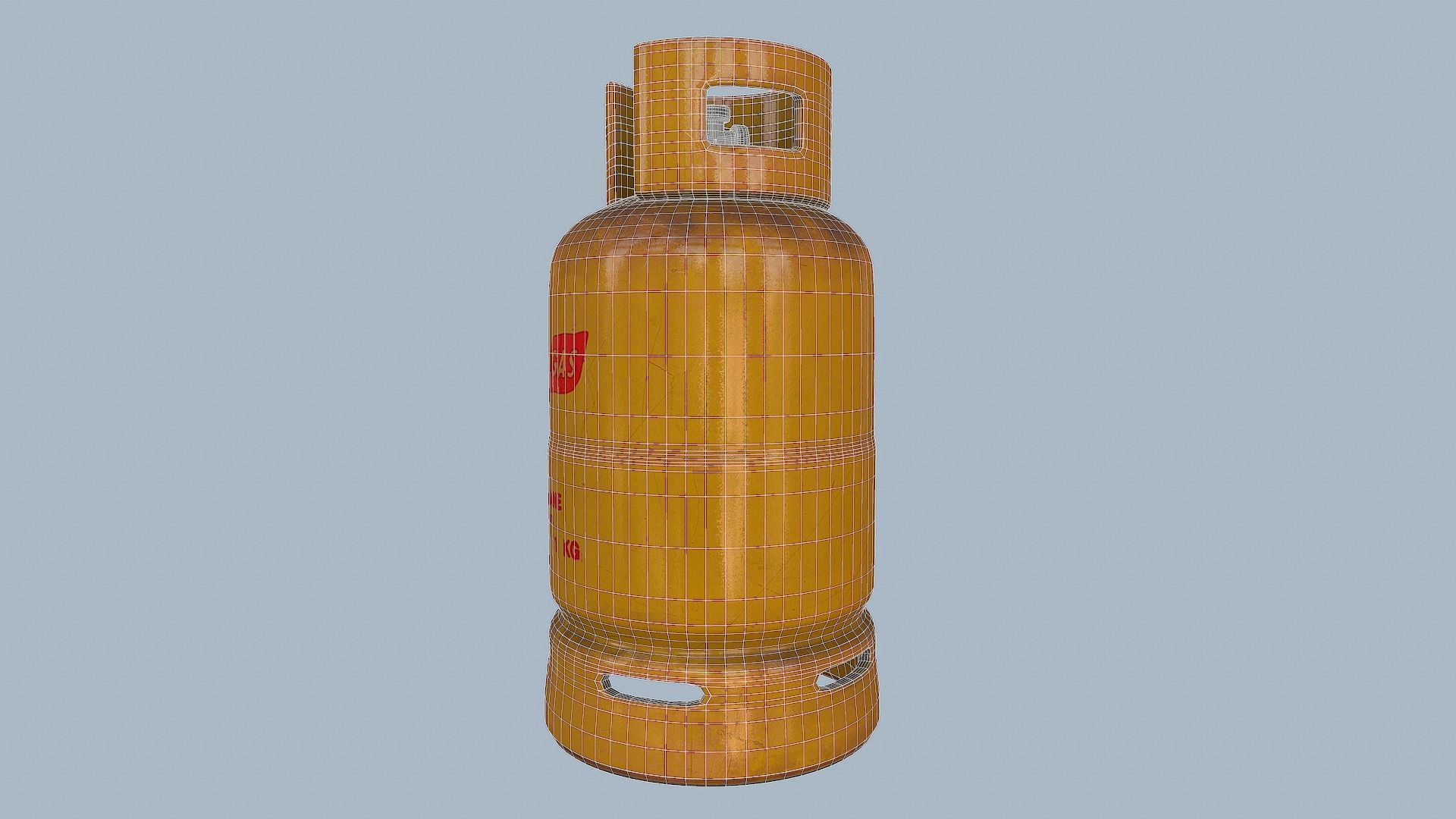 Gas Cylinder Yellow Low-poly 3D model_15