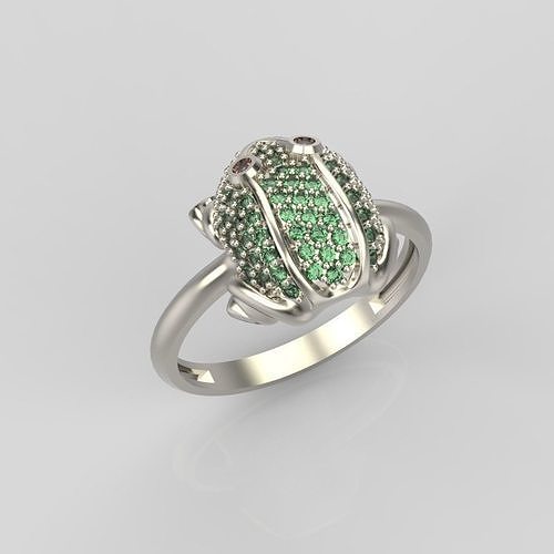 Women Ring Frog with gemstons 3dm stl 3D print model 3D print model