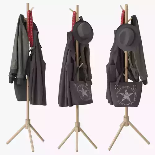 LENDRA Deluxe Wooden Coat Rack Tree 3D model