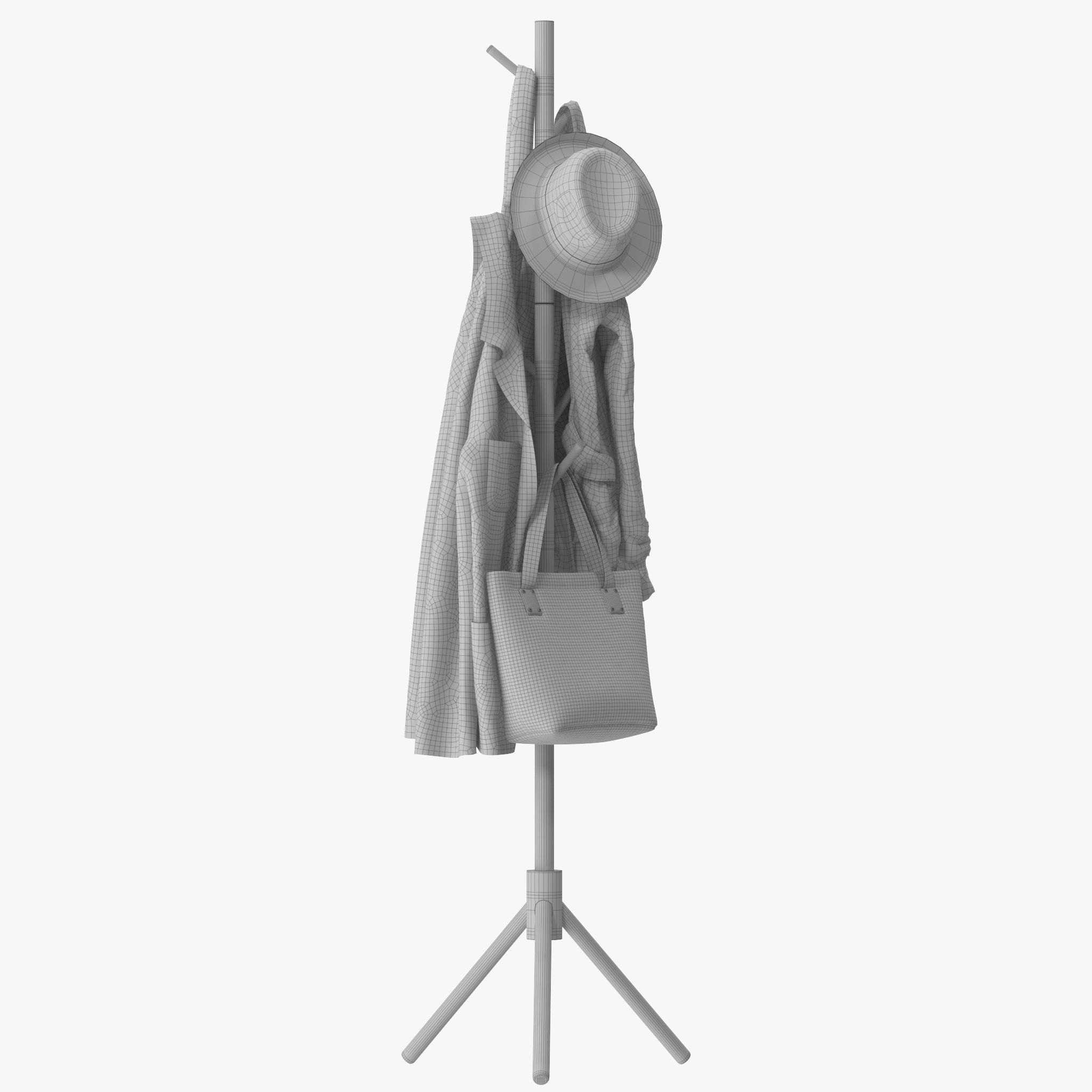 LENDRA Deluxe Wooden Coat Rack Tree 3D model_13