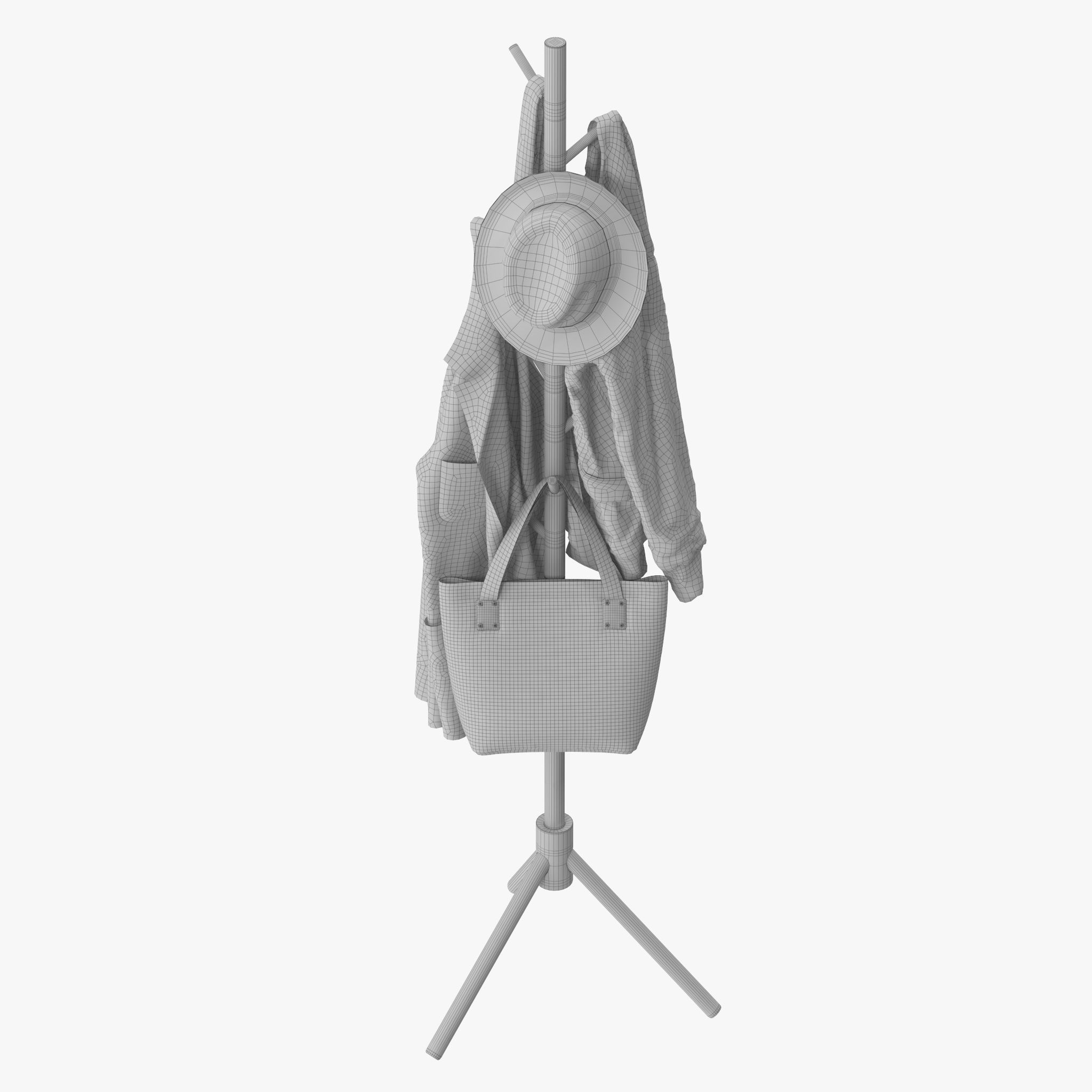 LENDRA Deluxe Wooden Coat Rack Tree 3D model_16