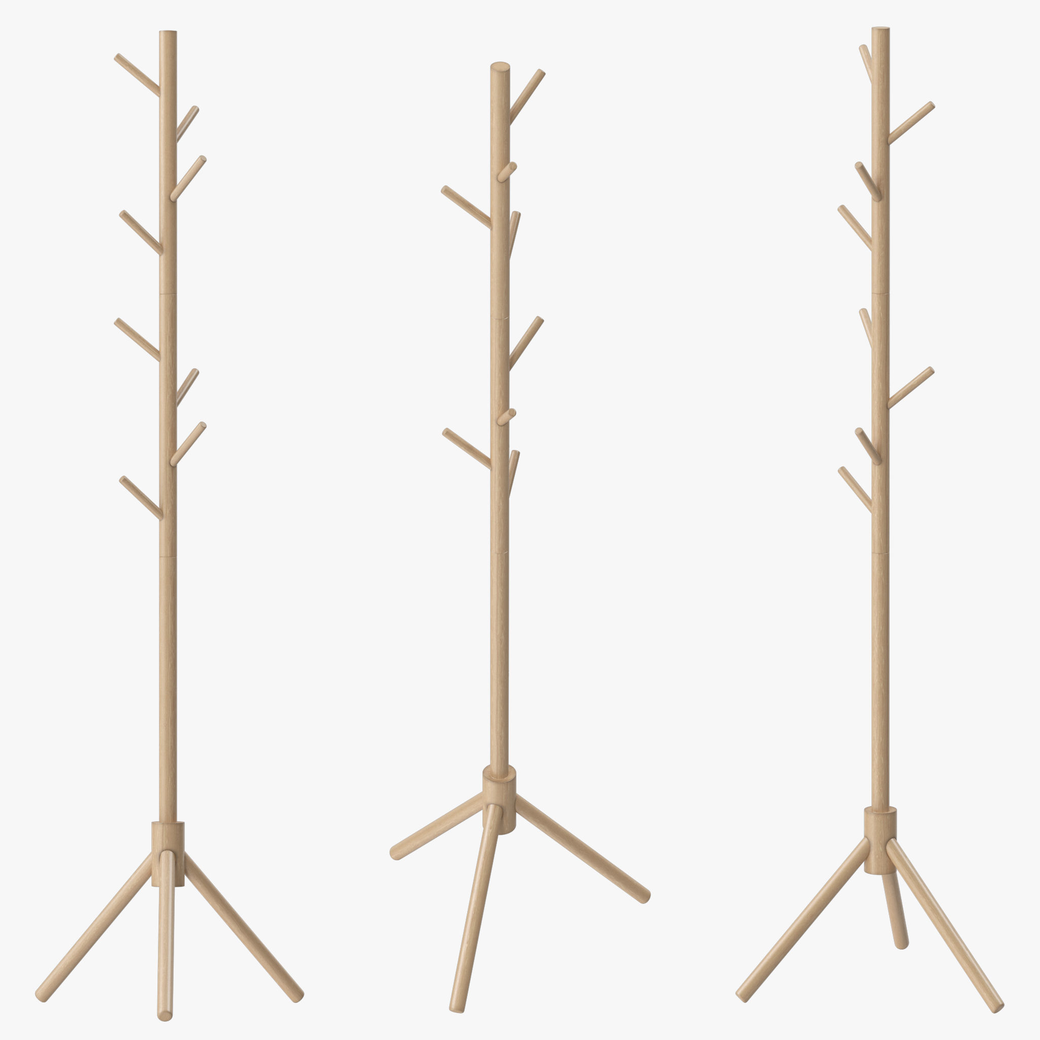 LENDRA Deluxe Wooden Coat Rack Tree 3D model_1