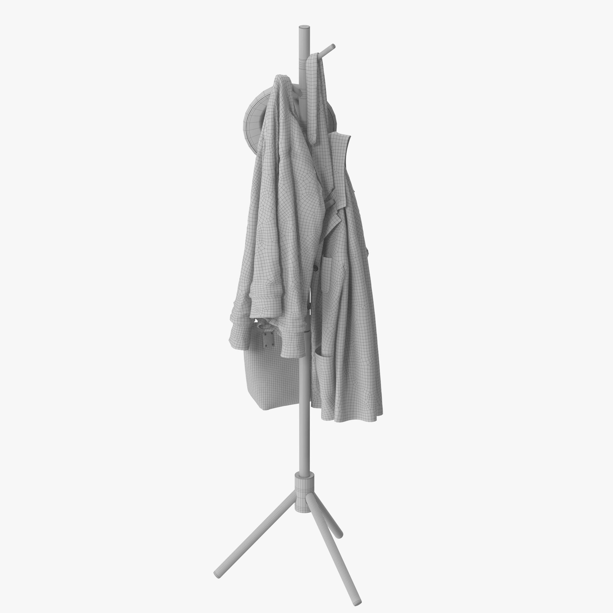 LENDRA Deluxe Wooden Coat Rack Tree 3D model_14