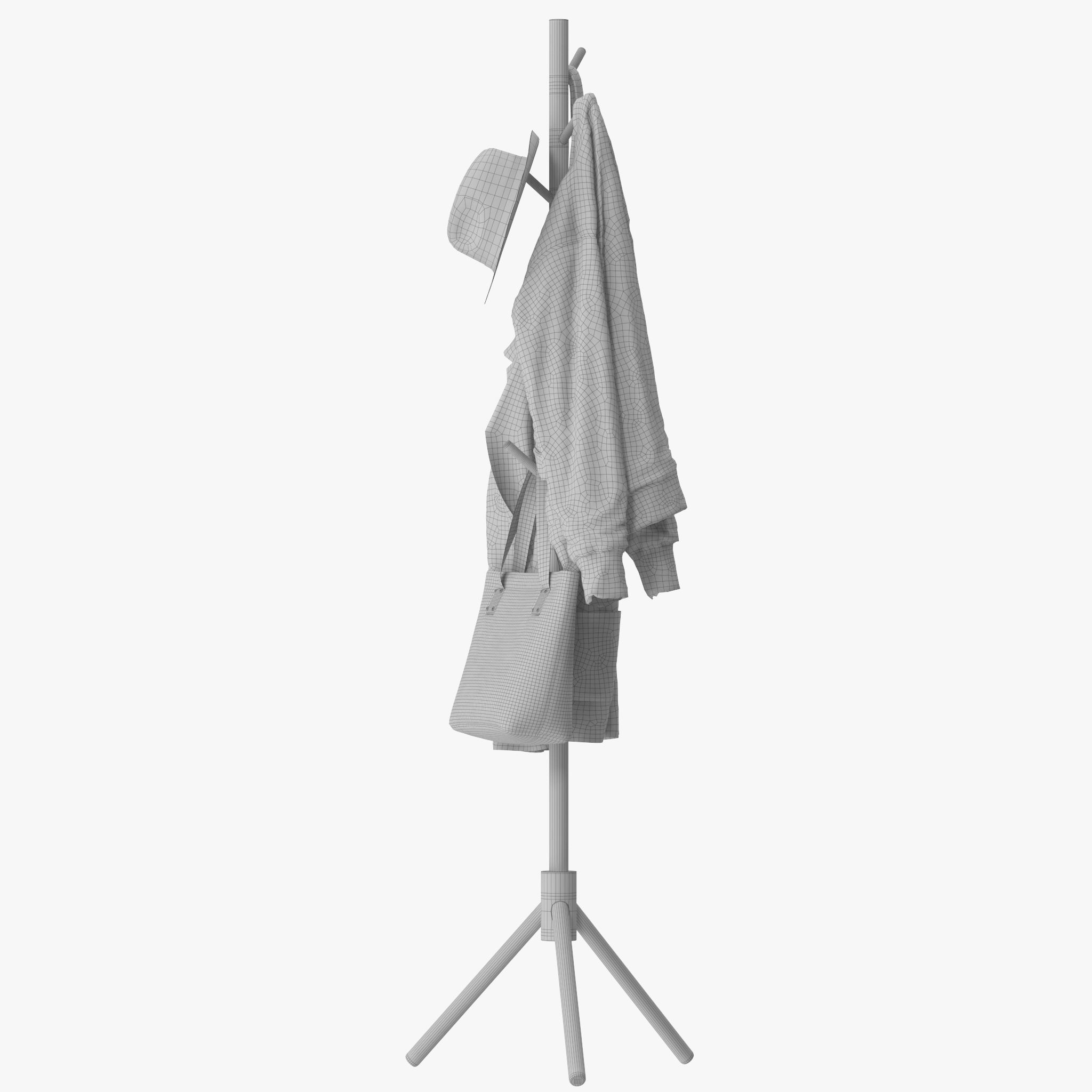 LENDRA Deluxe Wooden Coat Rack Tree 3D model_15