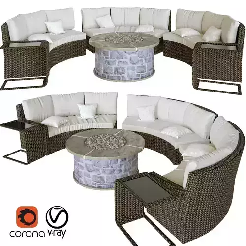 GardenSofa circular sofa and coffee table 3D model