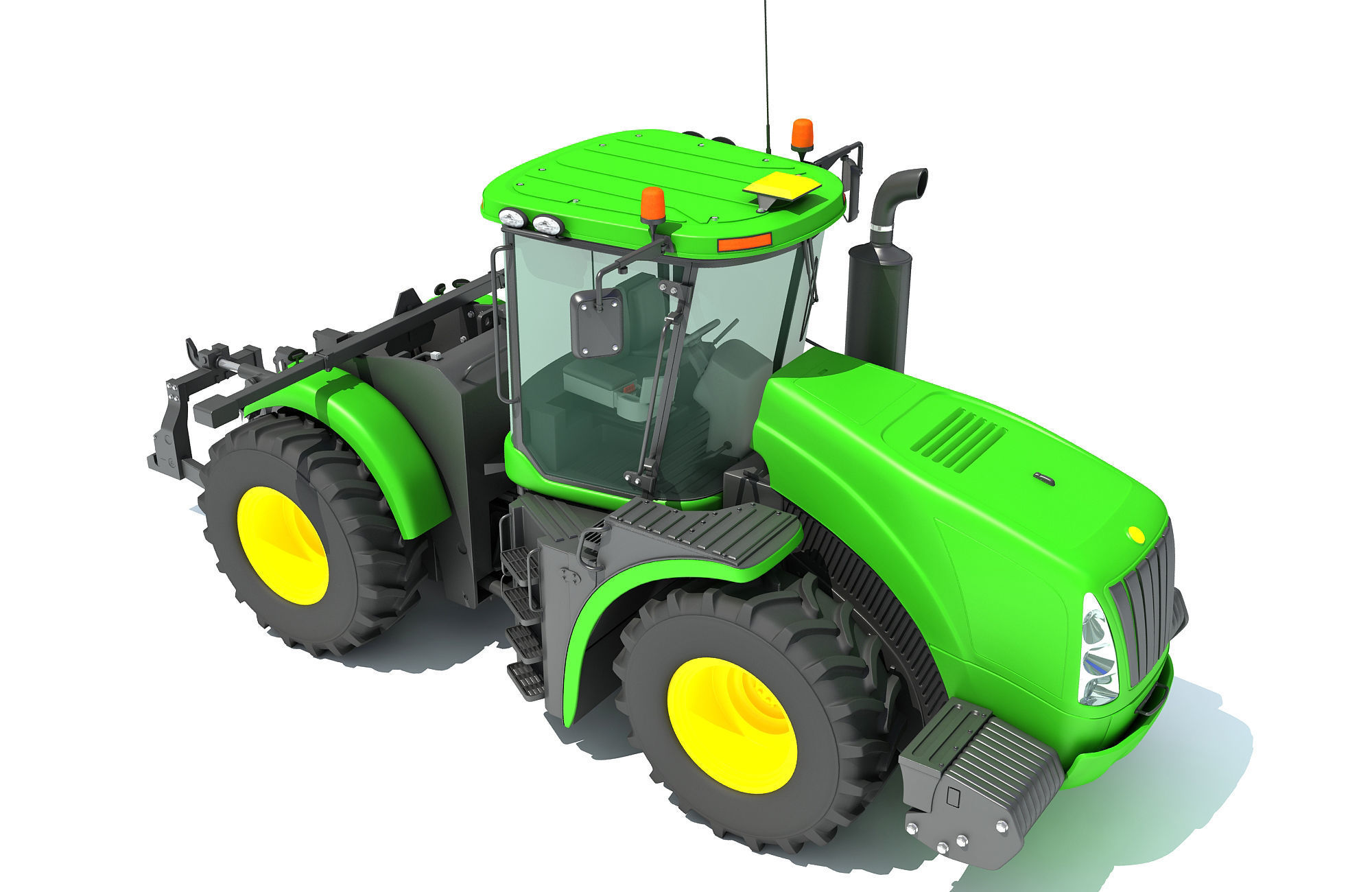 Green Tractor 3D model_8