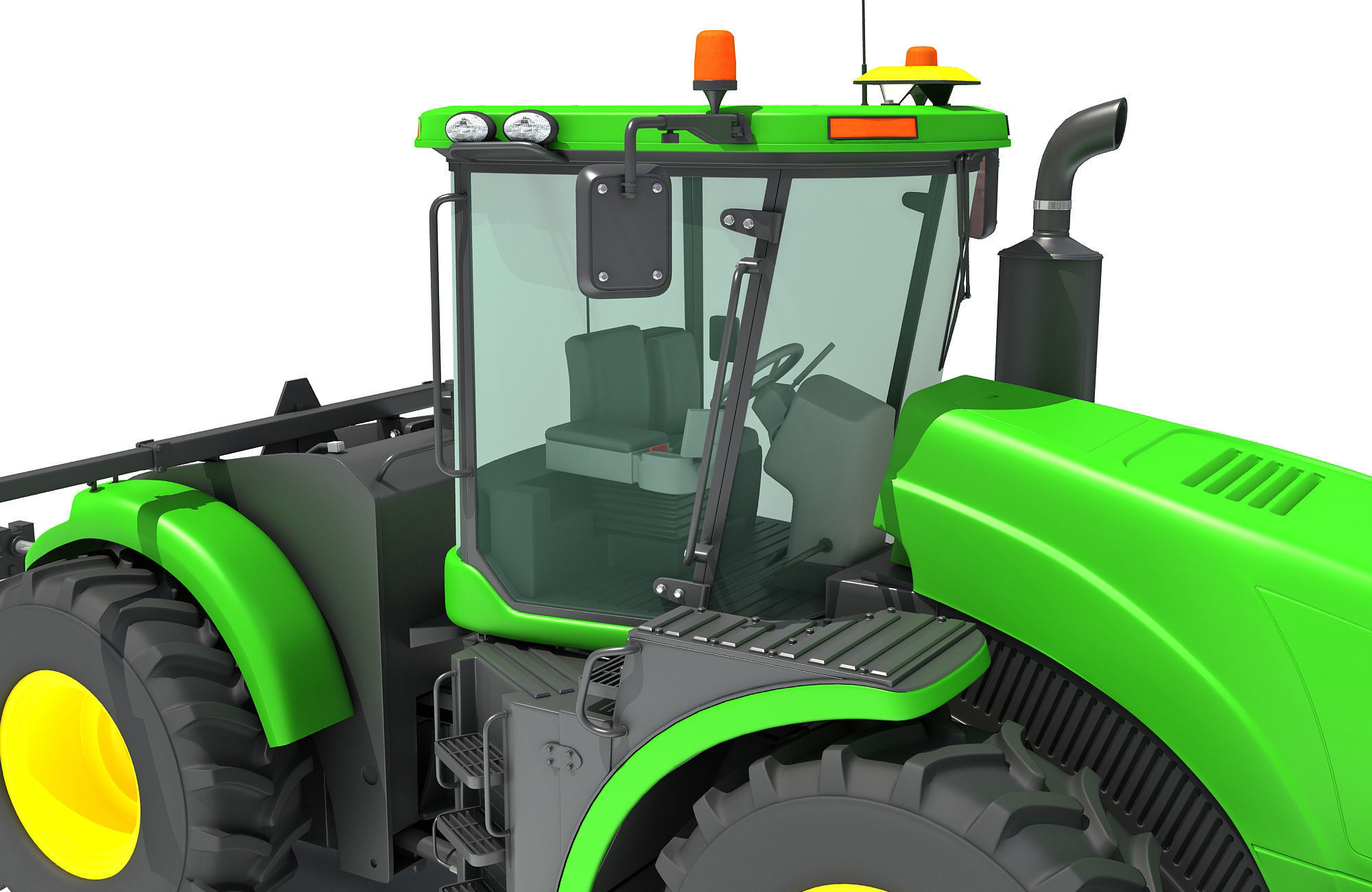 Green Tractor 3D model_11