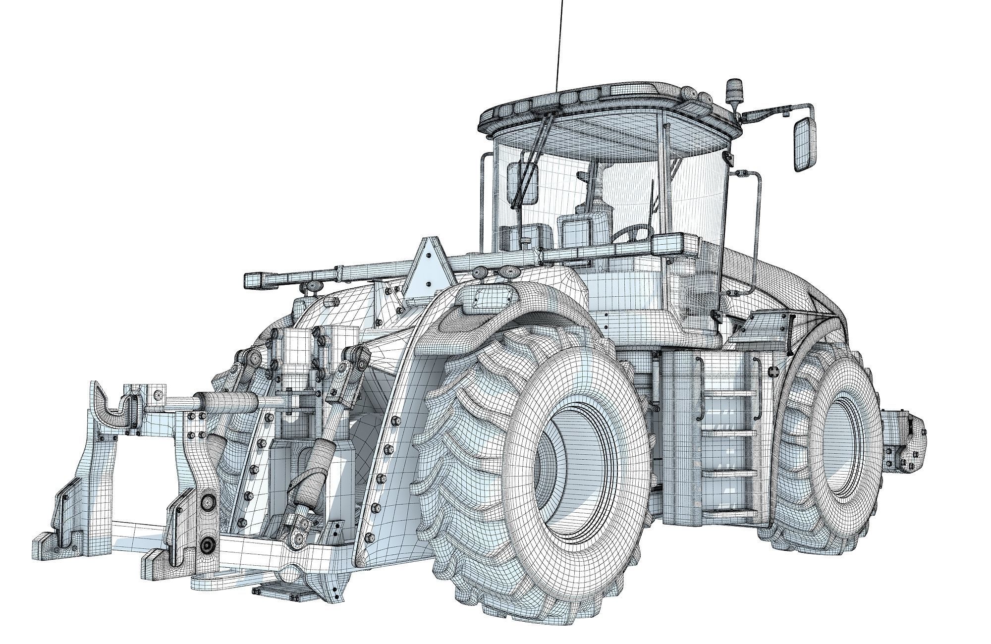 Green Tractor 3D model_16