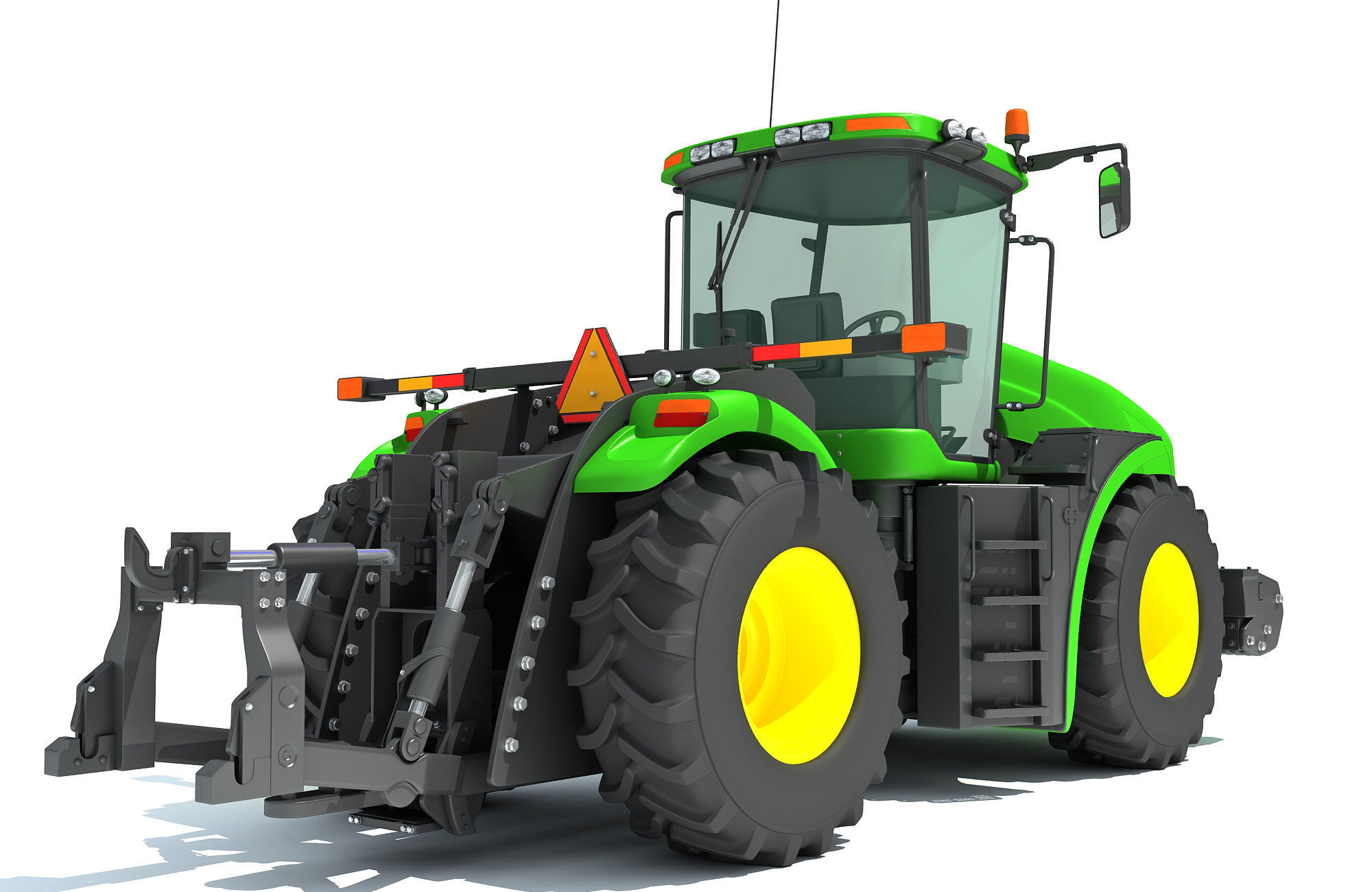 Green Tractor 3D model_6