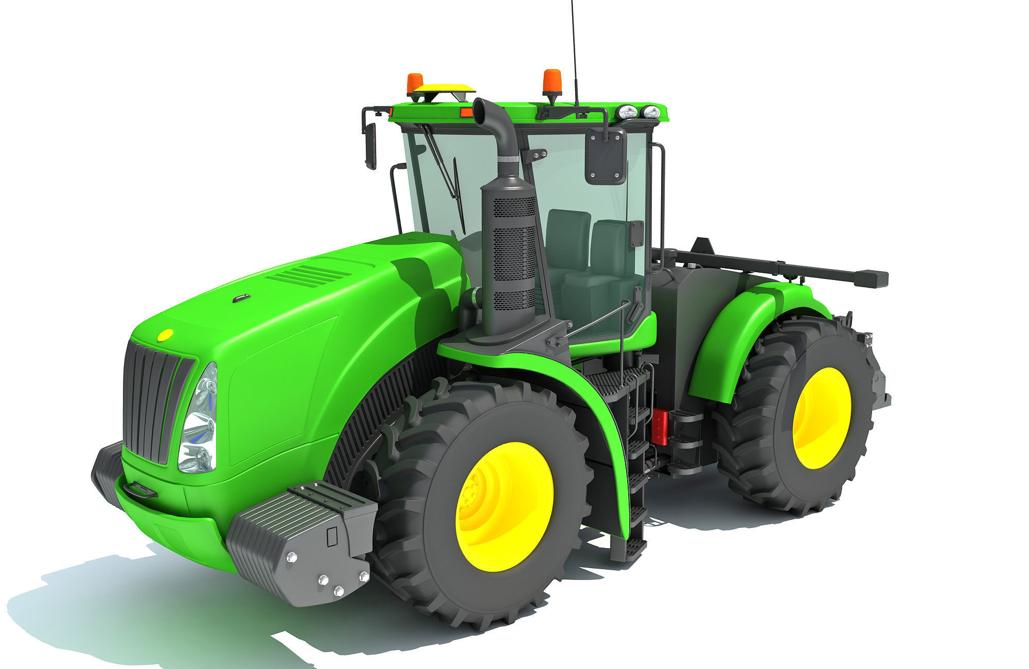 Green Tractor 3D model_1