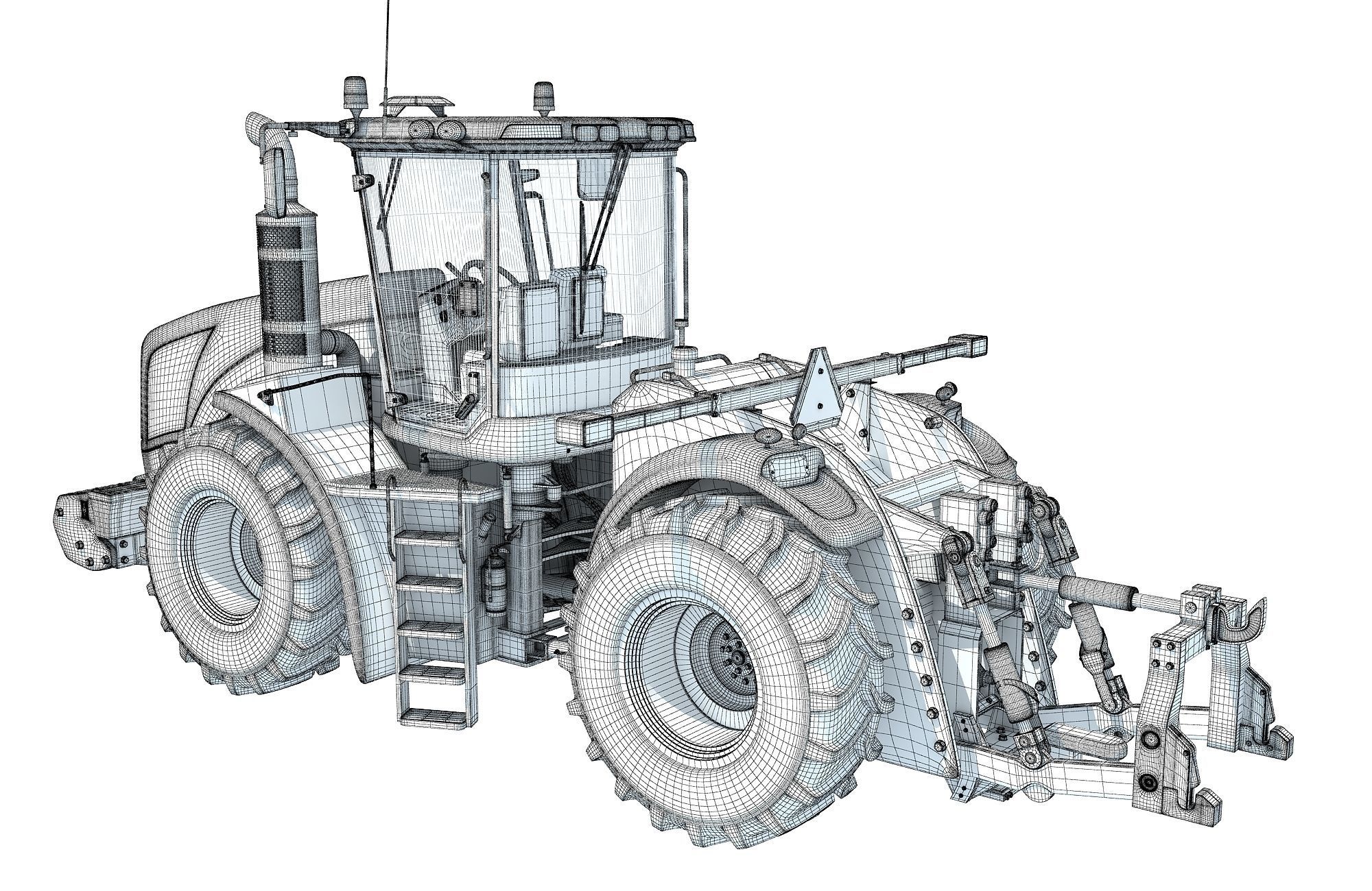 Green Tractor 3D model_14