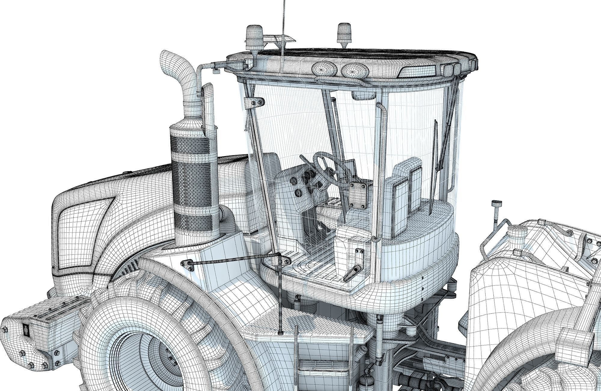 Green Tractor 3D model_17