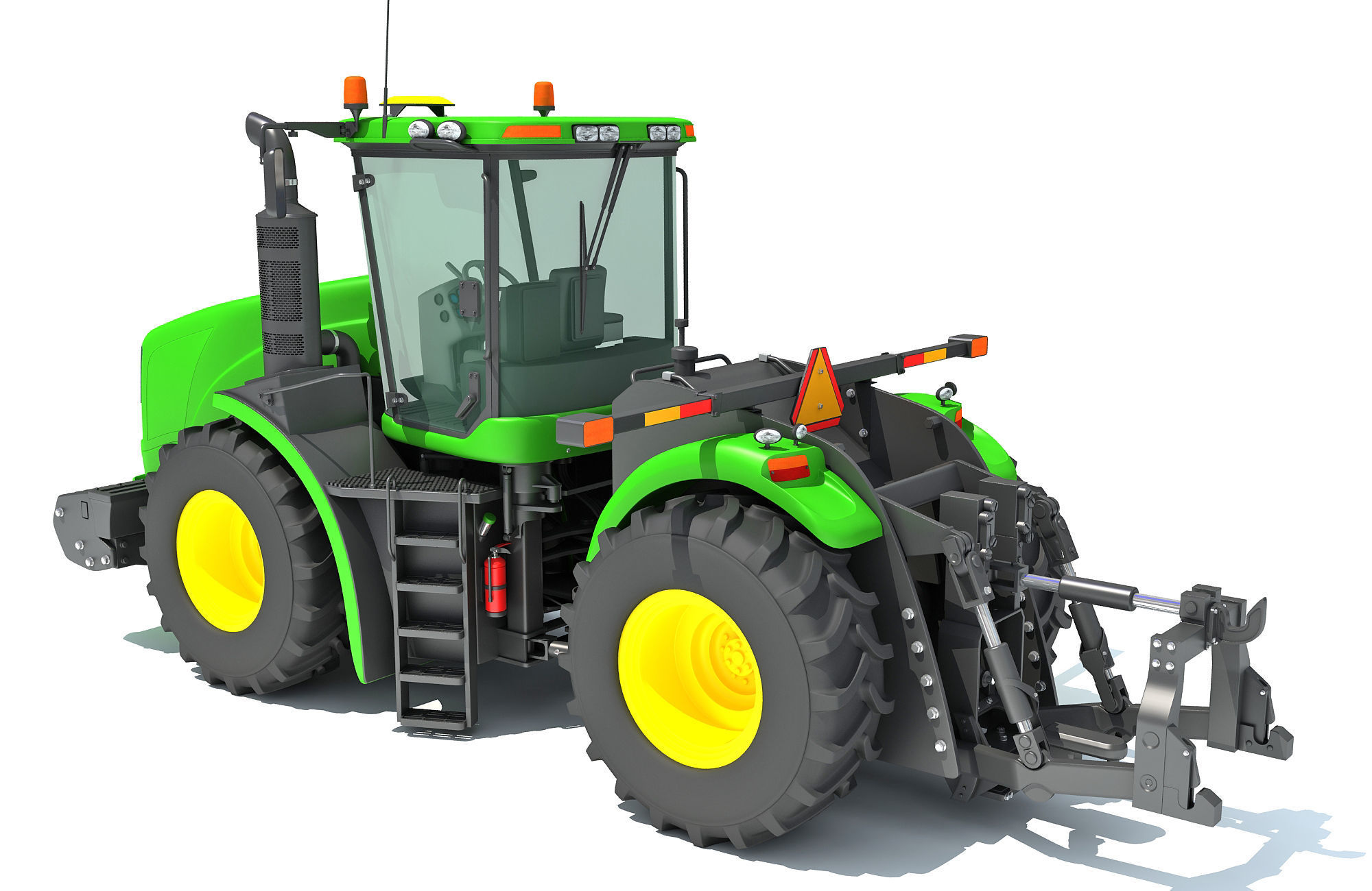 Green Tractor 3D model_3