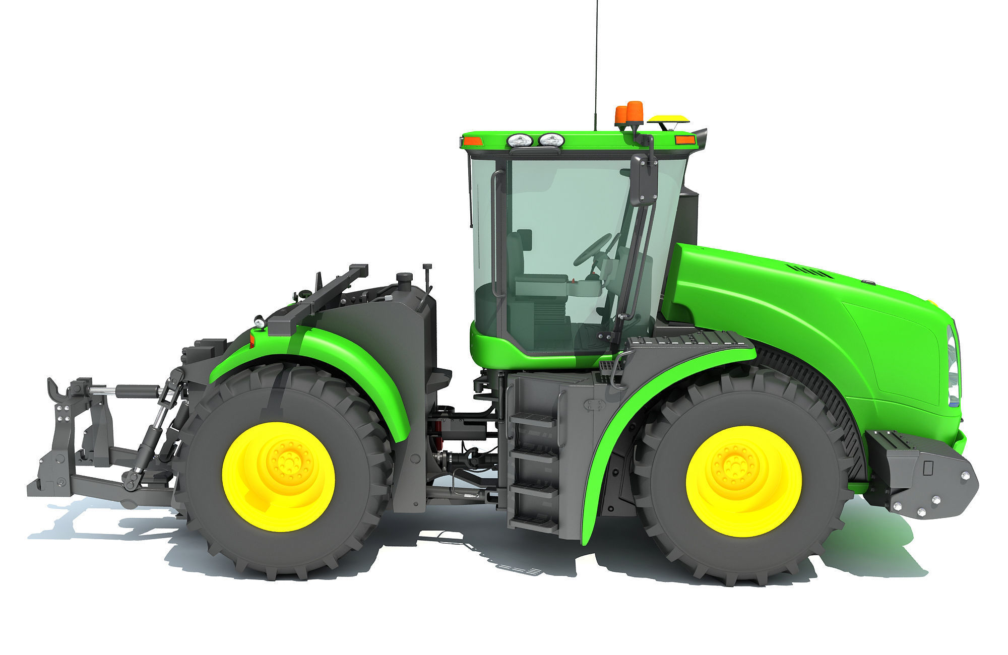 Green Tractor 3D model_7