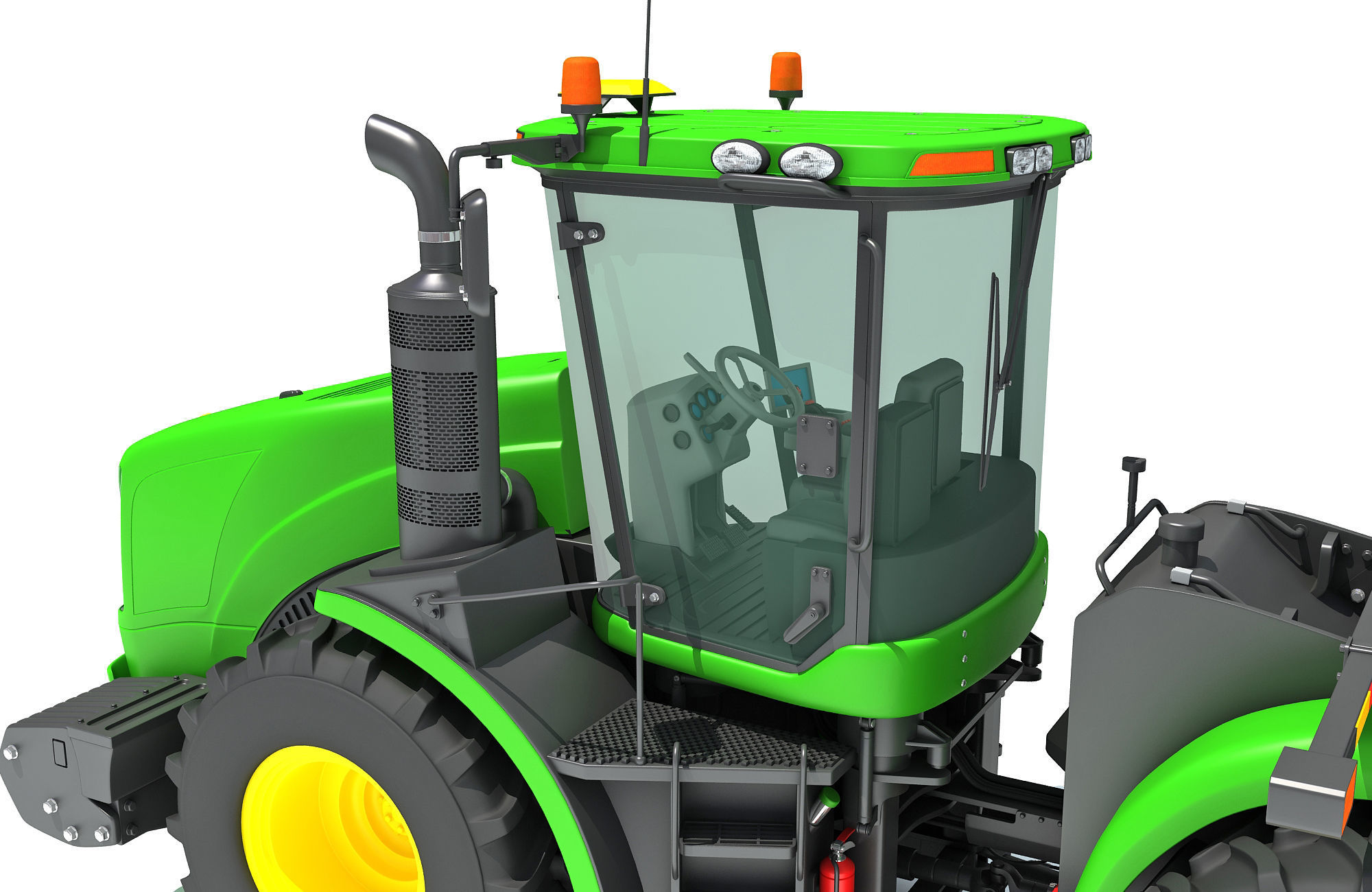 Green Tractor 3D model_10