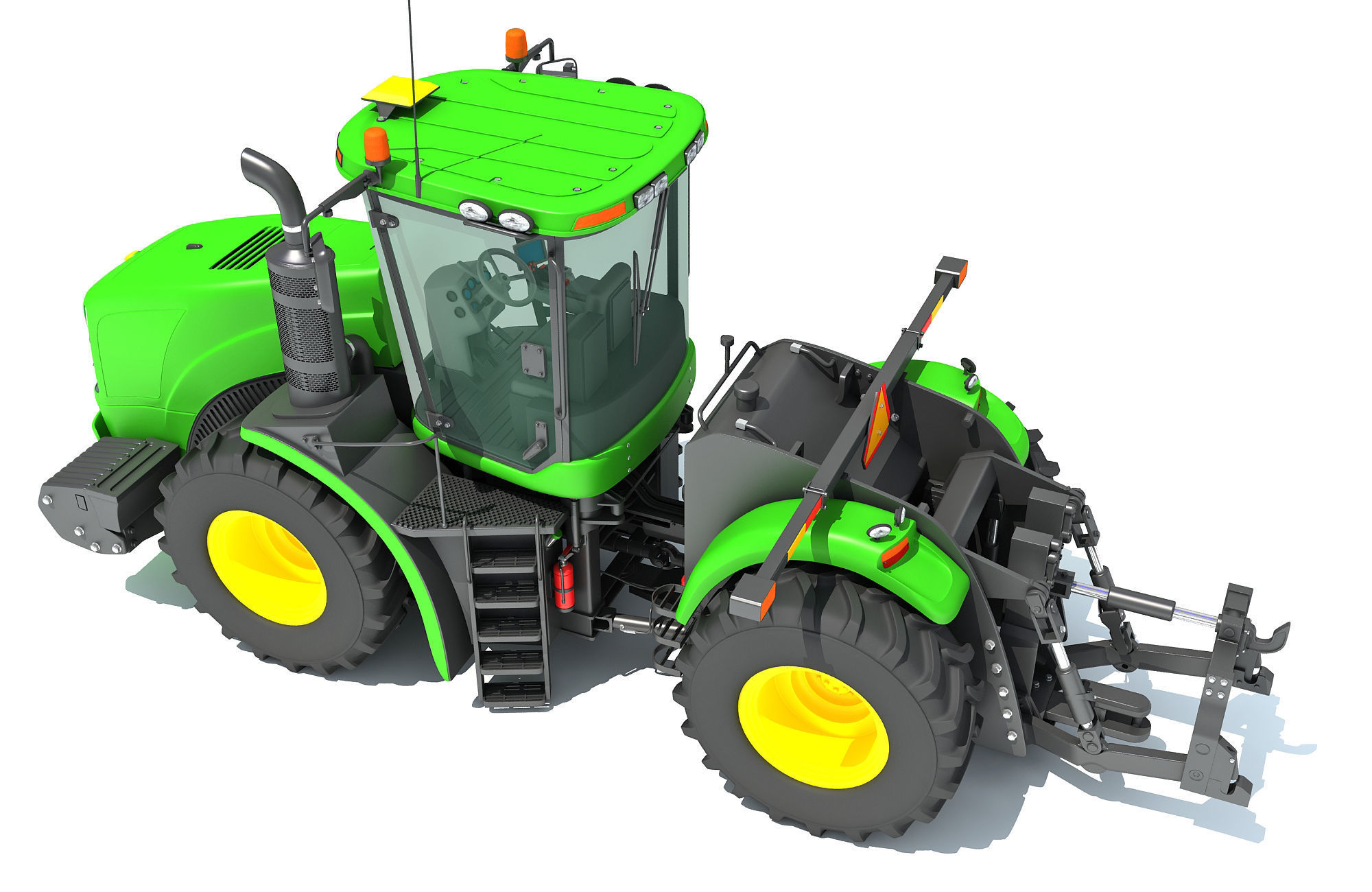 Green Tractor 3D model_4