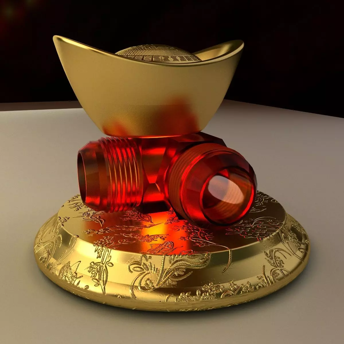 Chinese gold ingot 3D model