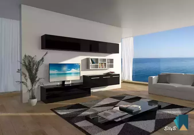 Modern living room on the sea