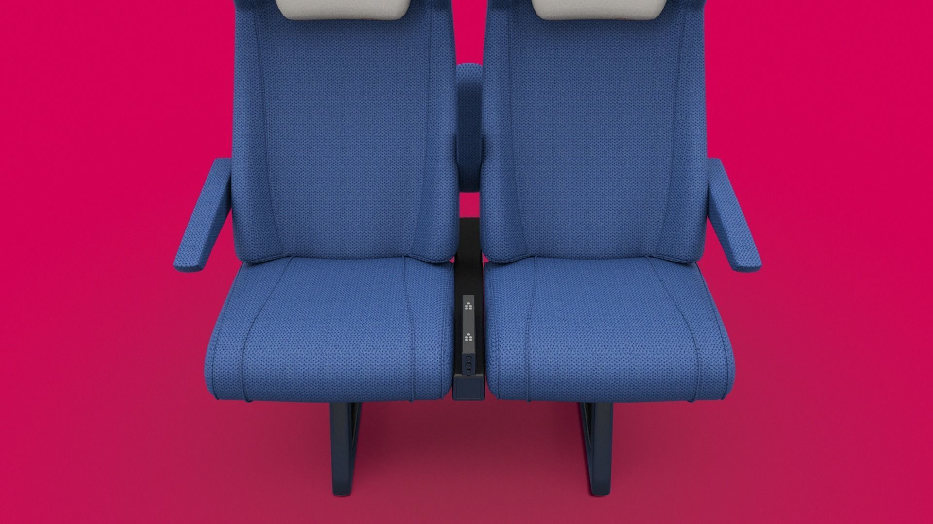 Train seat Plane passenger seats with pillow and armrest 3D model_13
