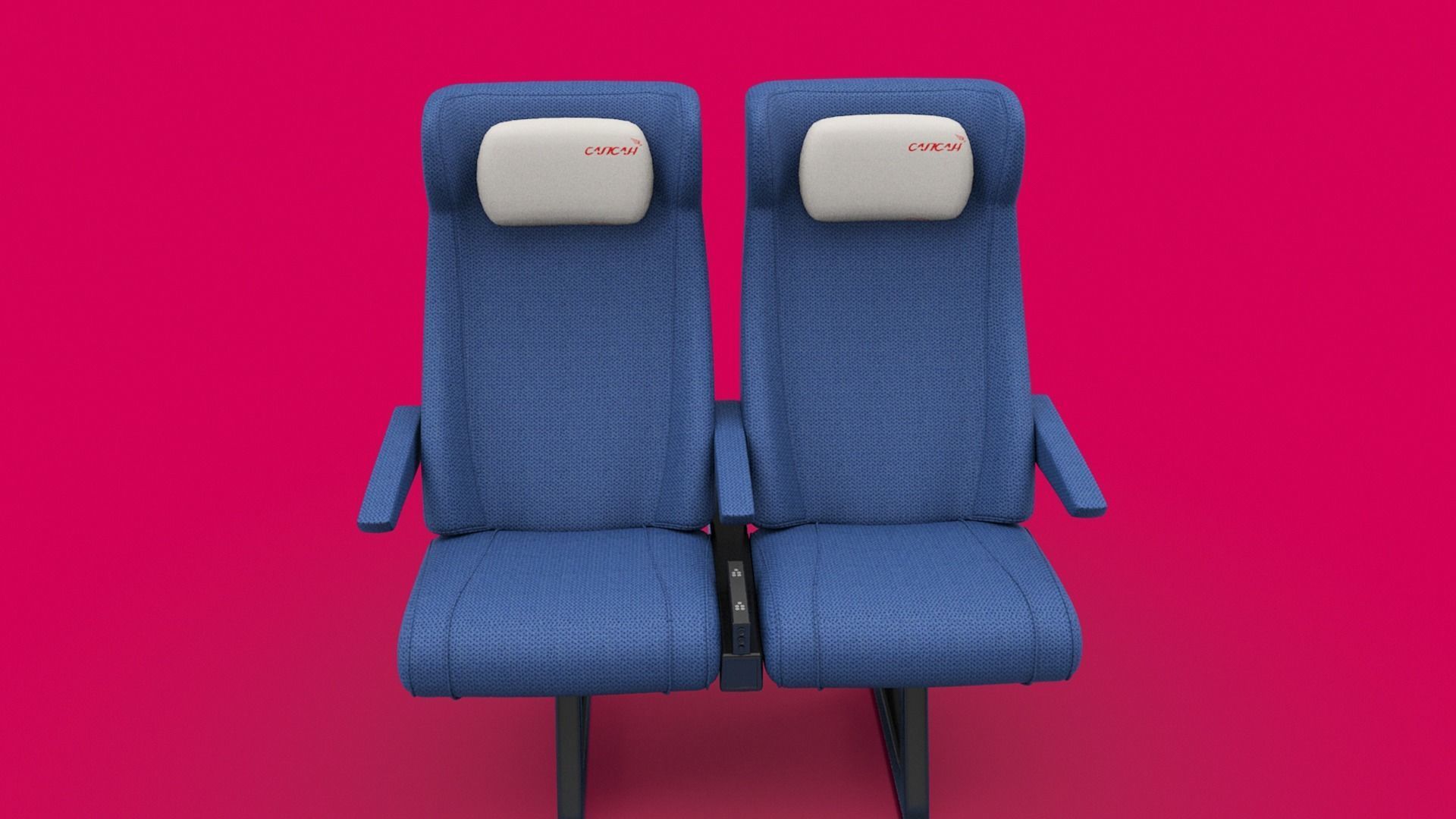 Train seat Plane passenger seats with pillow and armrest 3D model_8