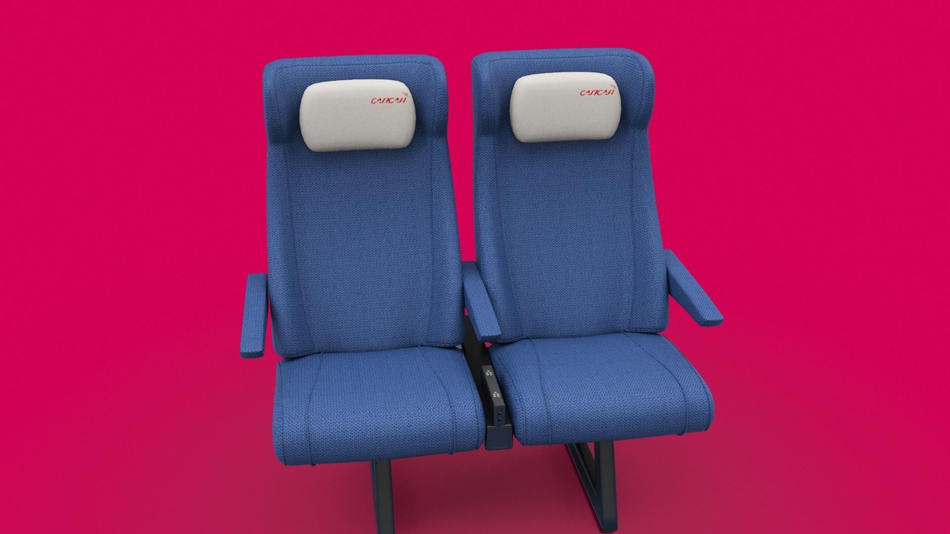 Train seat Plane passenger seats with pillow and armrest 3D model_7