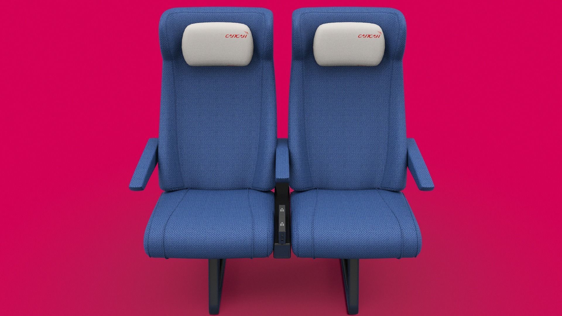 Train seat Plane passenger seats with pillow and armrest 3D model_12