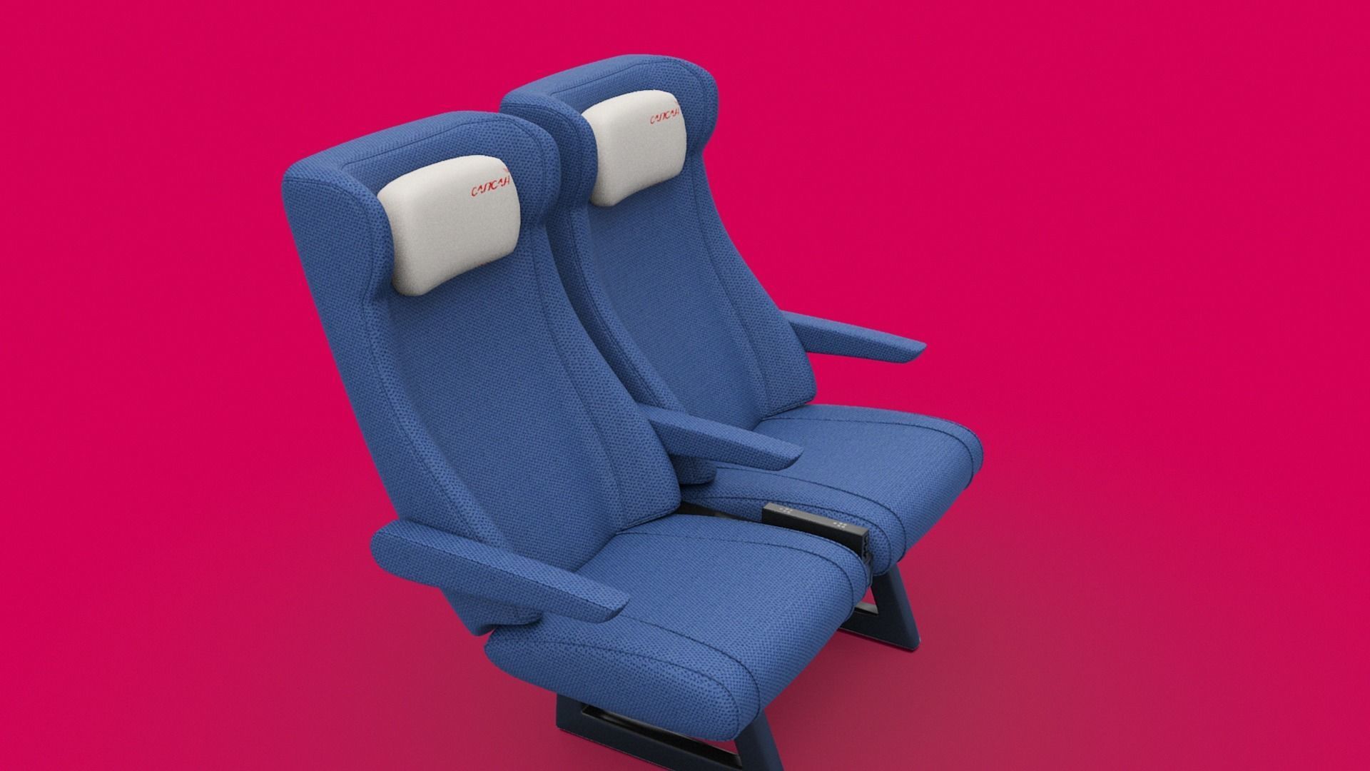 Train seat Plane passenger seats with pillow and armrest 3D model_11