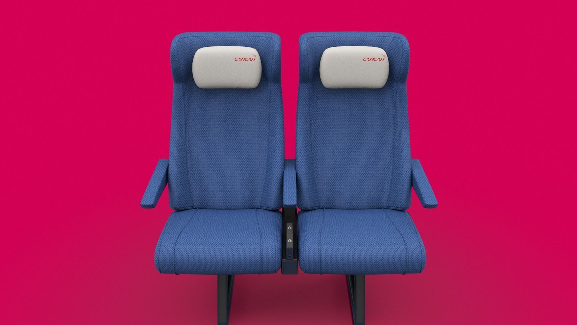 Train seat Plane passenger seats with pillow and armrest 3D model_10