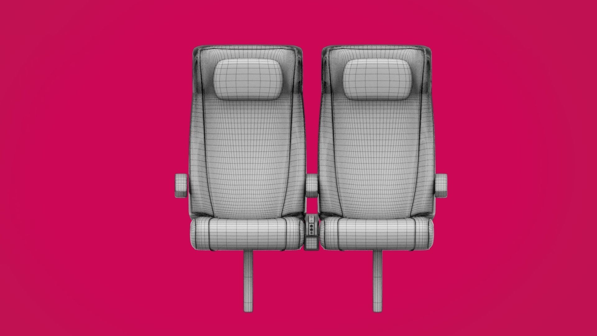Train seat Plane passenger seats with pillow and armrest 3D model_4