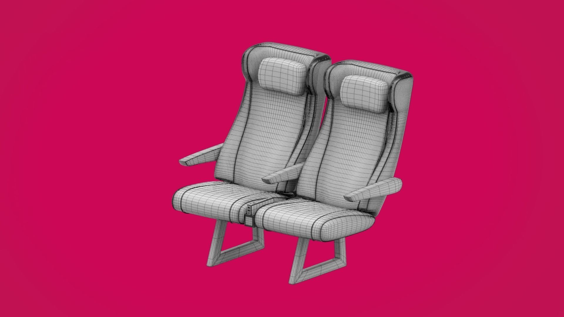 Train seat Plane passenger seats with pillow and armrest 3D model_2