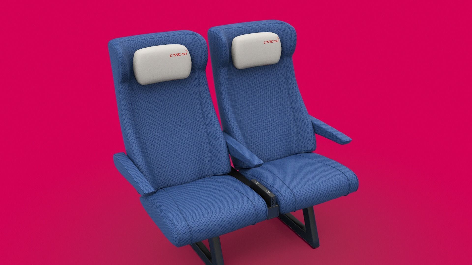 Train seat Plane passenger seats with pillow and armrest 3D model_9