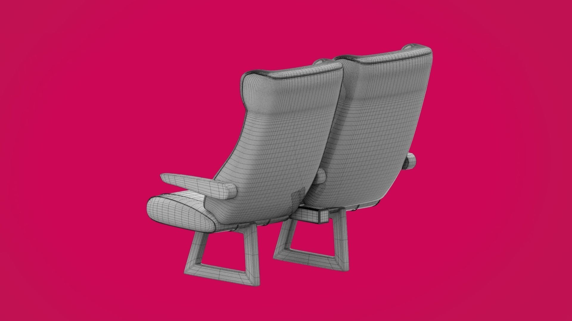 Train seat Plane passenger seats with pillow and armrest 3D model_6