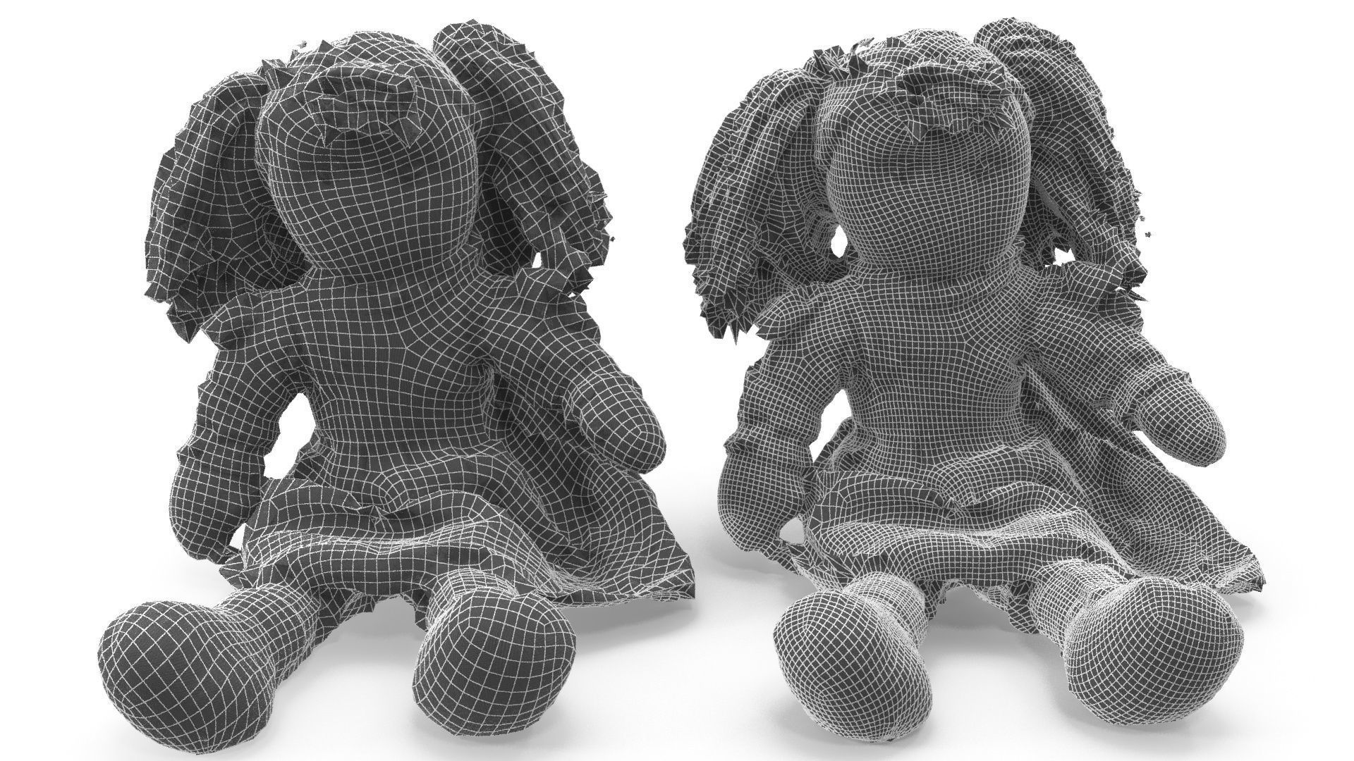 Plush Doll - Medium and High Poly Version 3D model_2