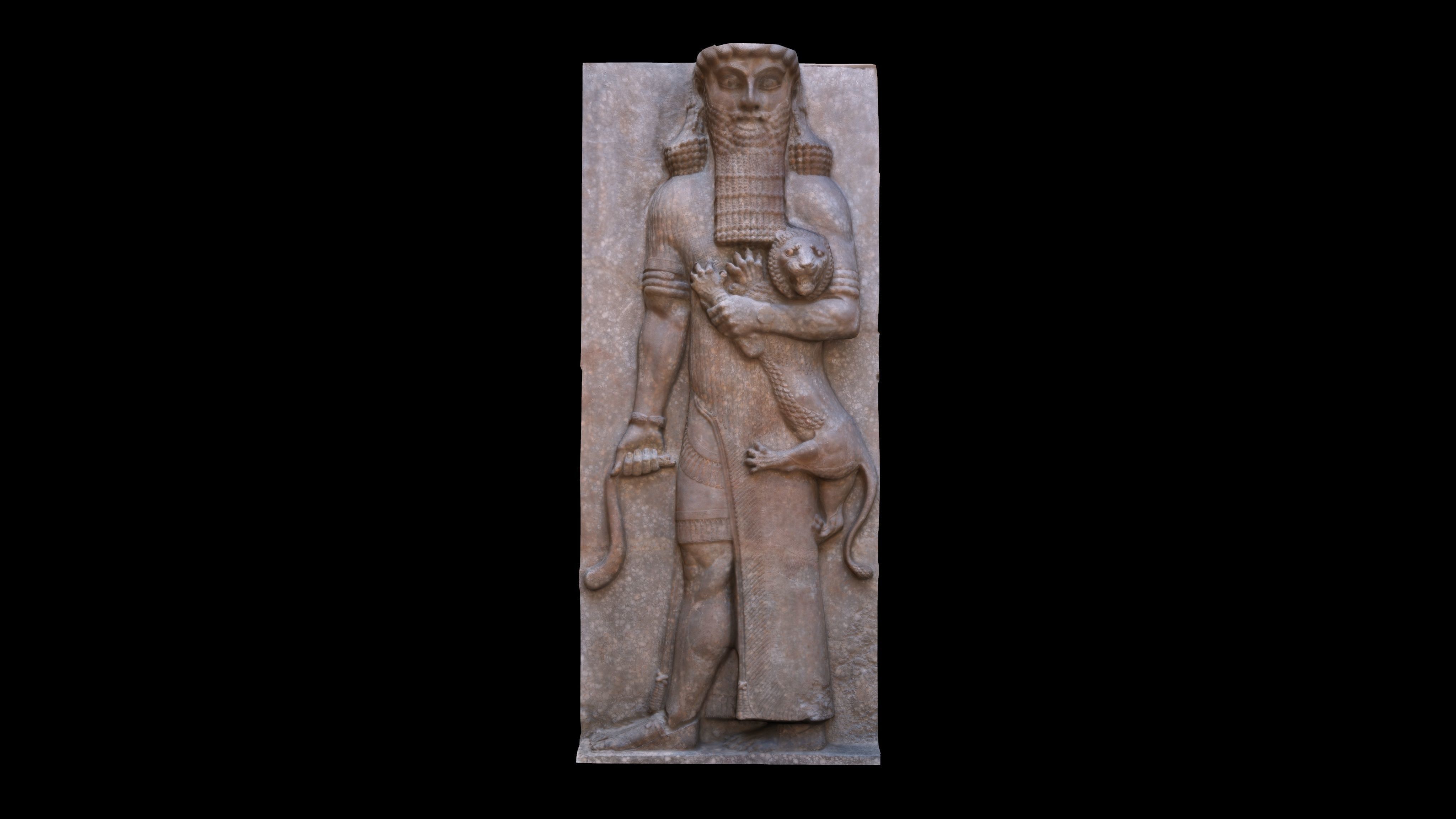 ASSYRIAN - GILGAMESH HERO OVERPOWERING A LION Low-poly 3D model_4