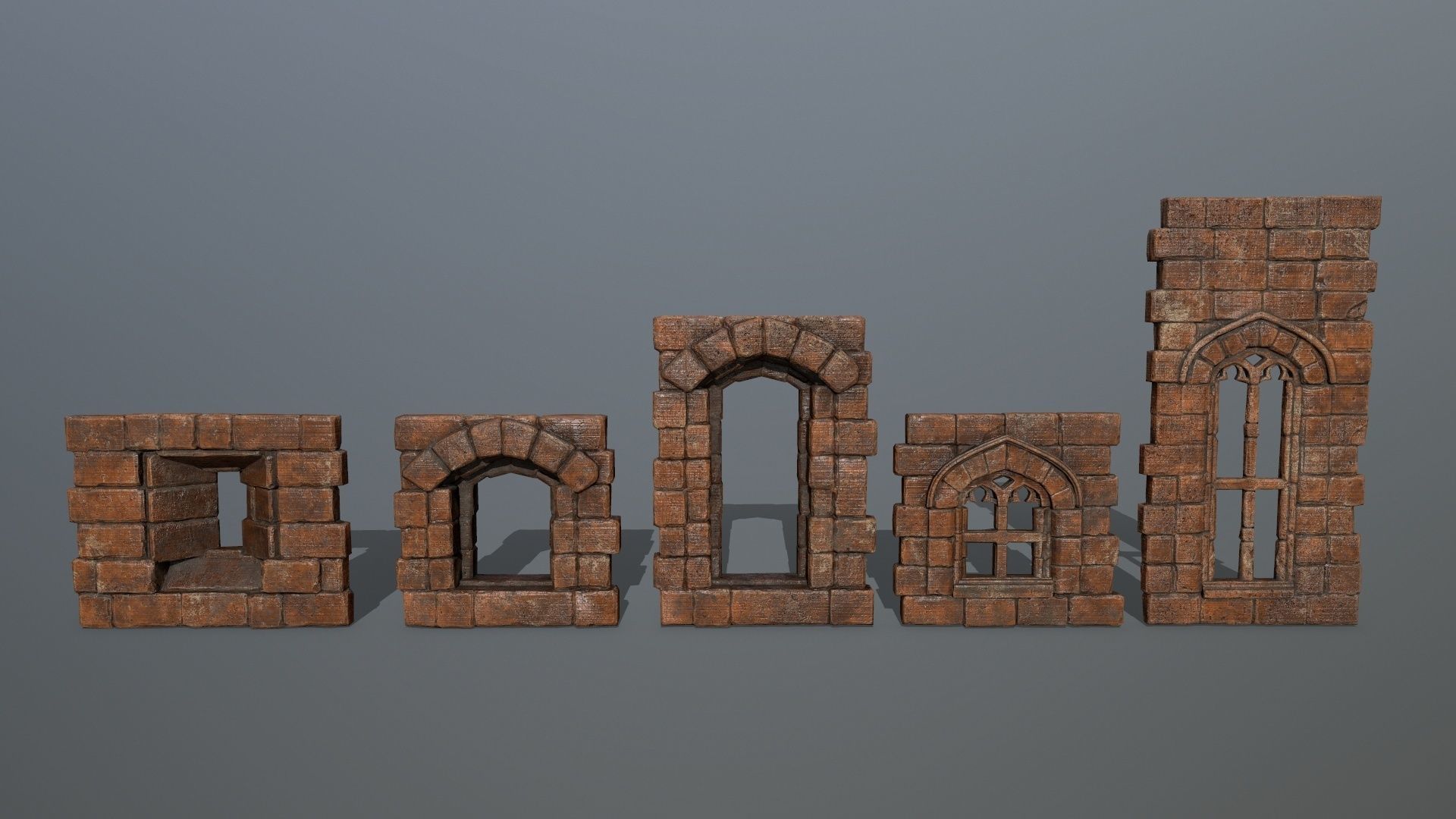 ruin set tree in middle of Low-poly 3D model_10