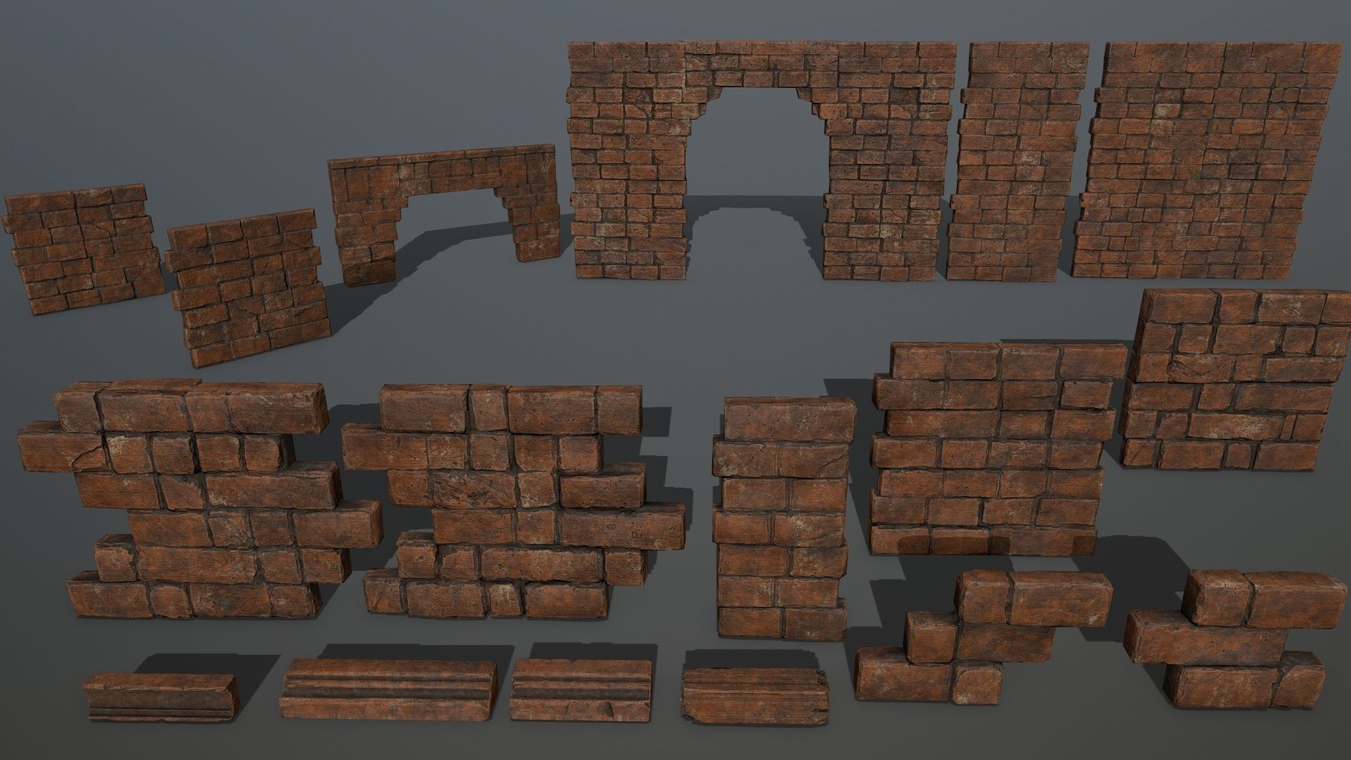 ruin set tree in middle of Low-poly 3D model_8