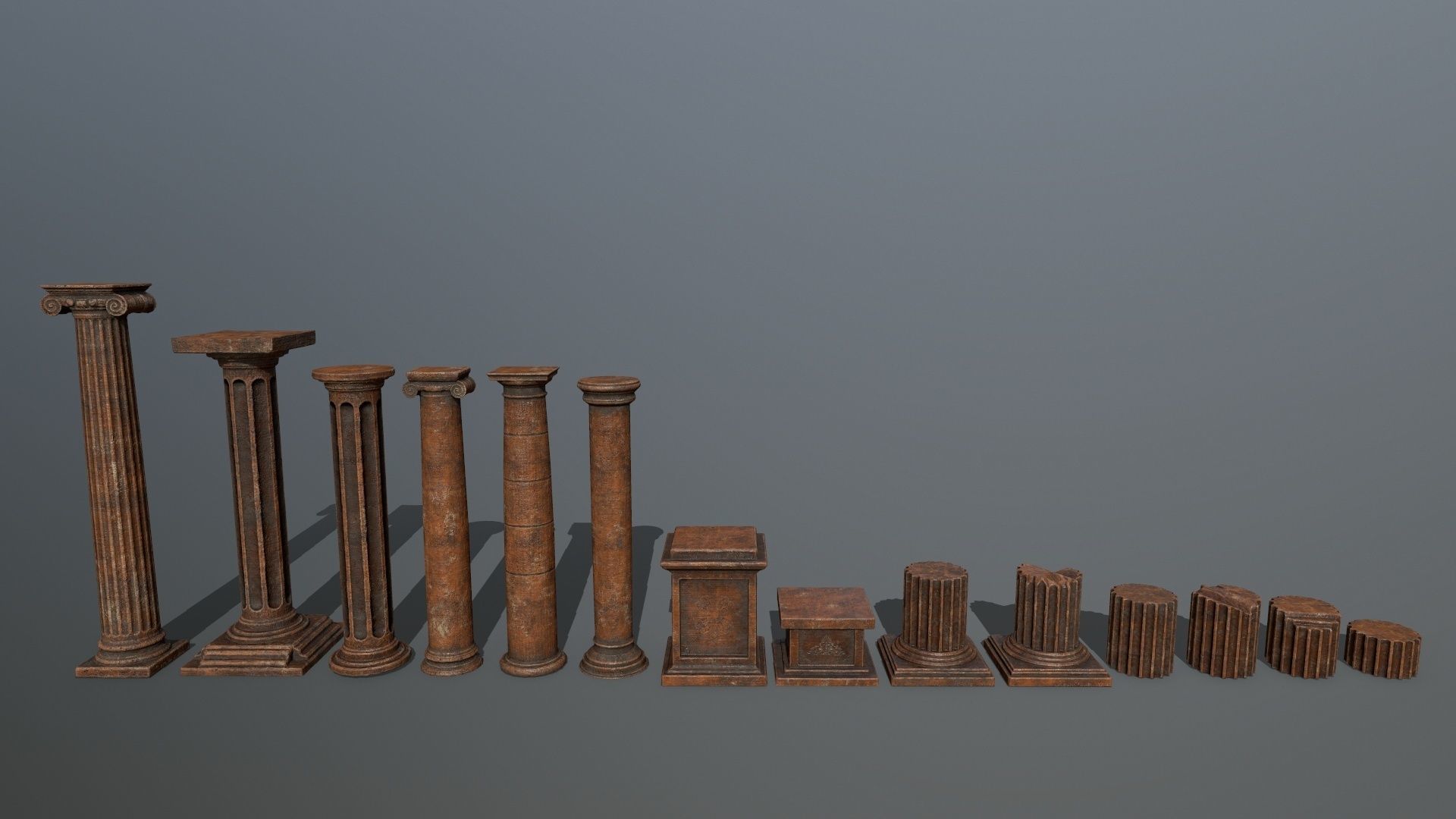 ruin set tree in middle of Low-poly 3D model_28