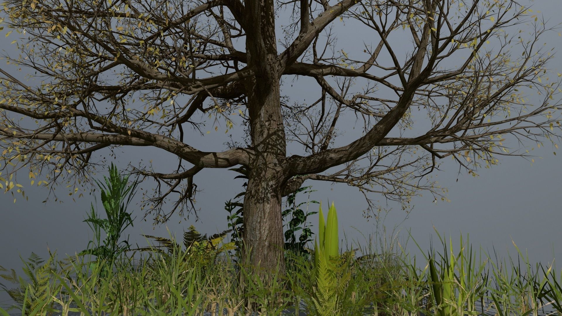 ruin set tree in middle of Low-poly 3D model_21