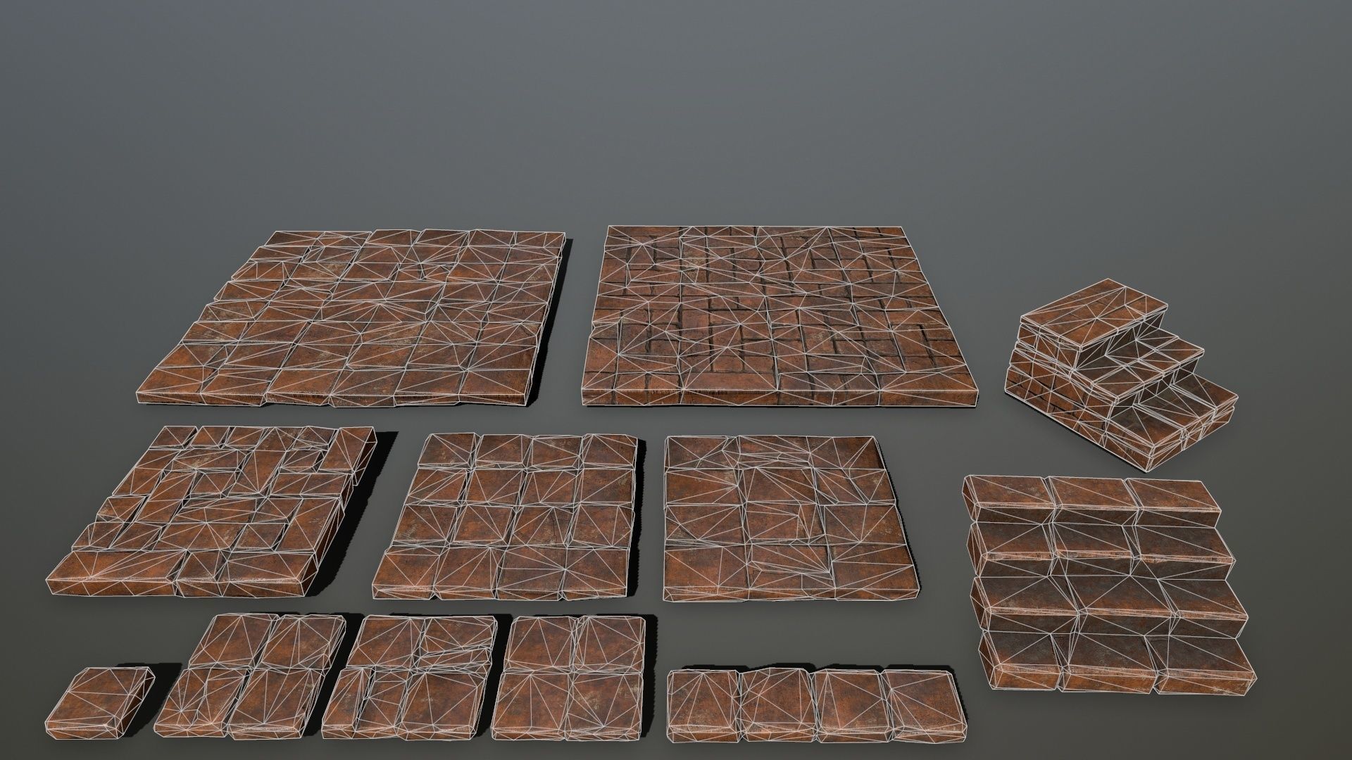 ruin set tree in middle of Low-poly 3D model_31