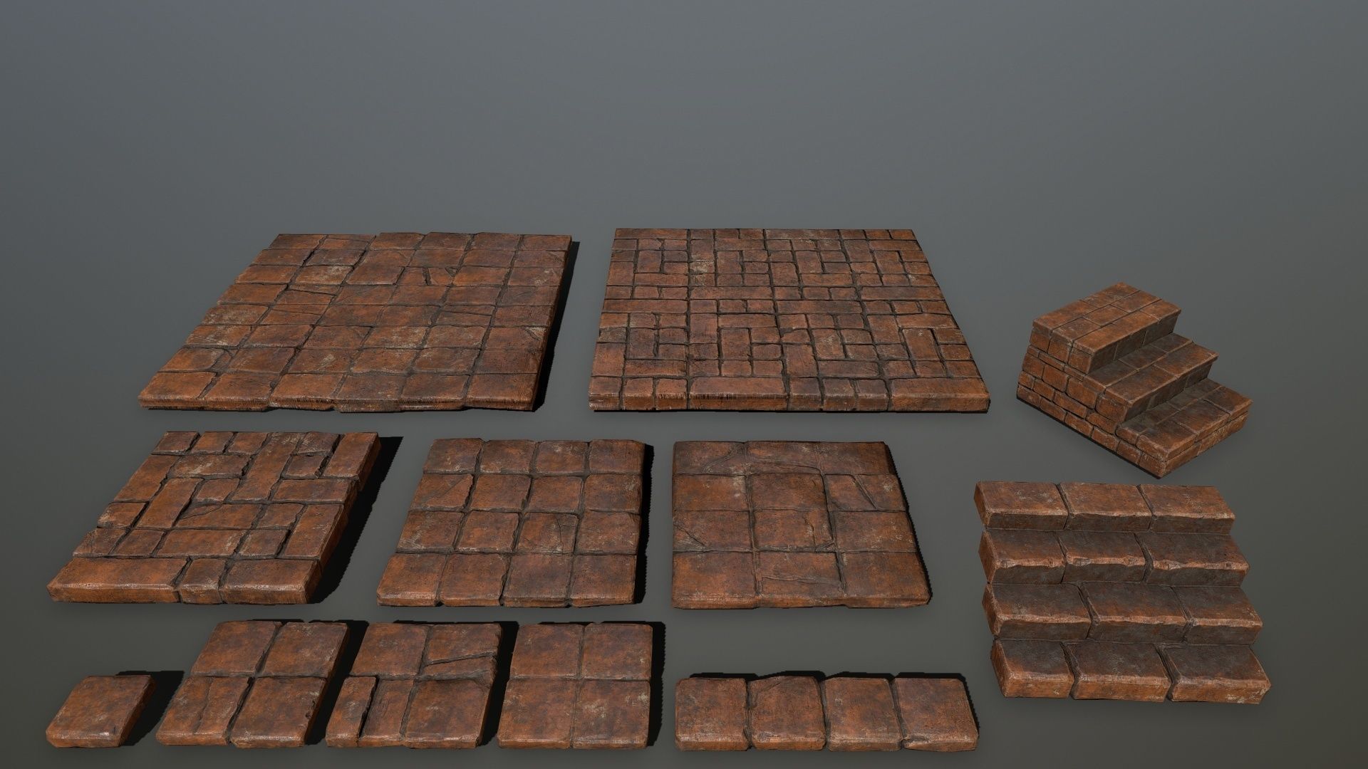 ruin set tree in middle of Low-poly 3D model_9