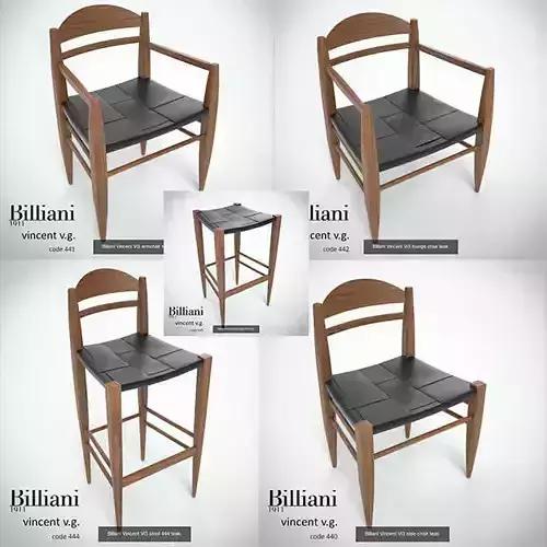 5 model pack  - Billiani Vincent VG teak 3D Model Collection