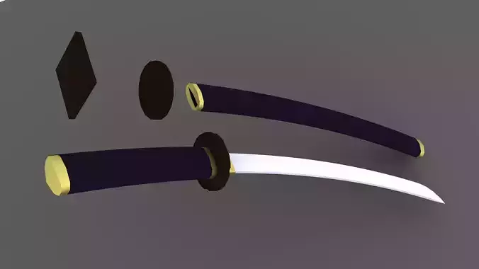 Low poly katana sword
